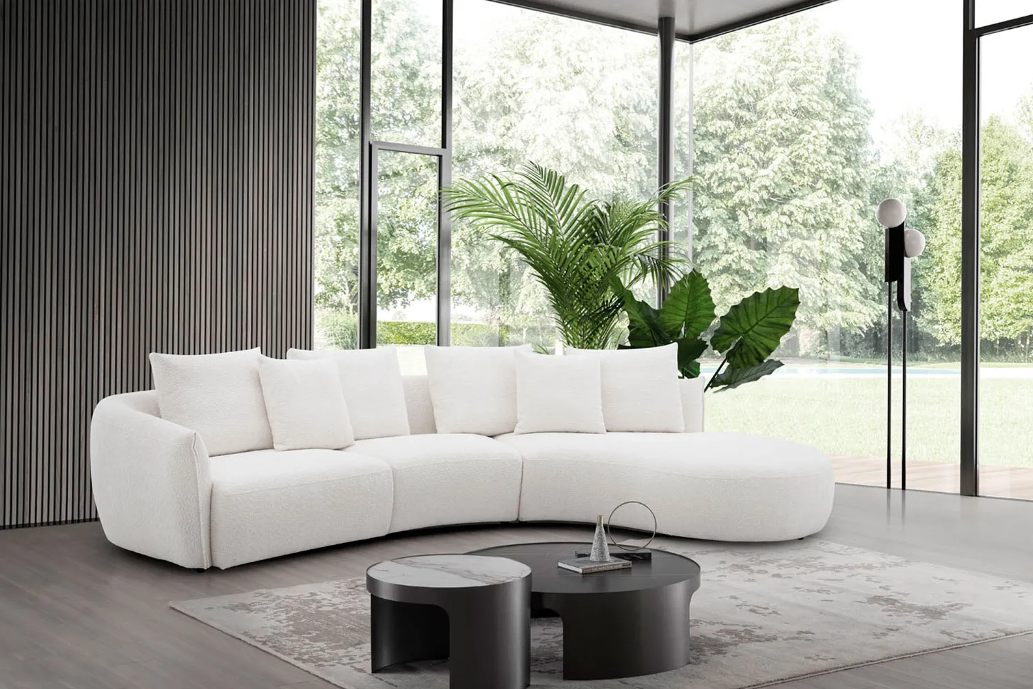 Designer Ecksofa in Boucle Stoff
