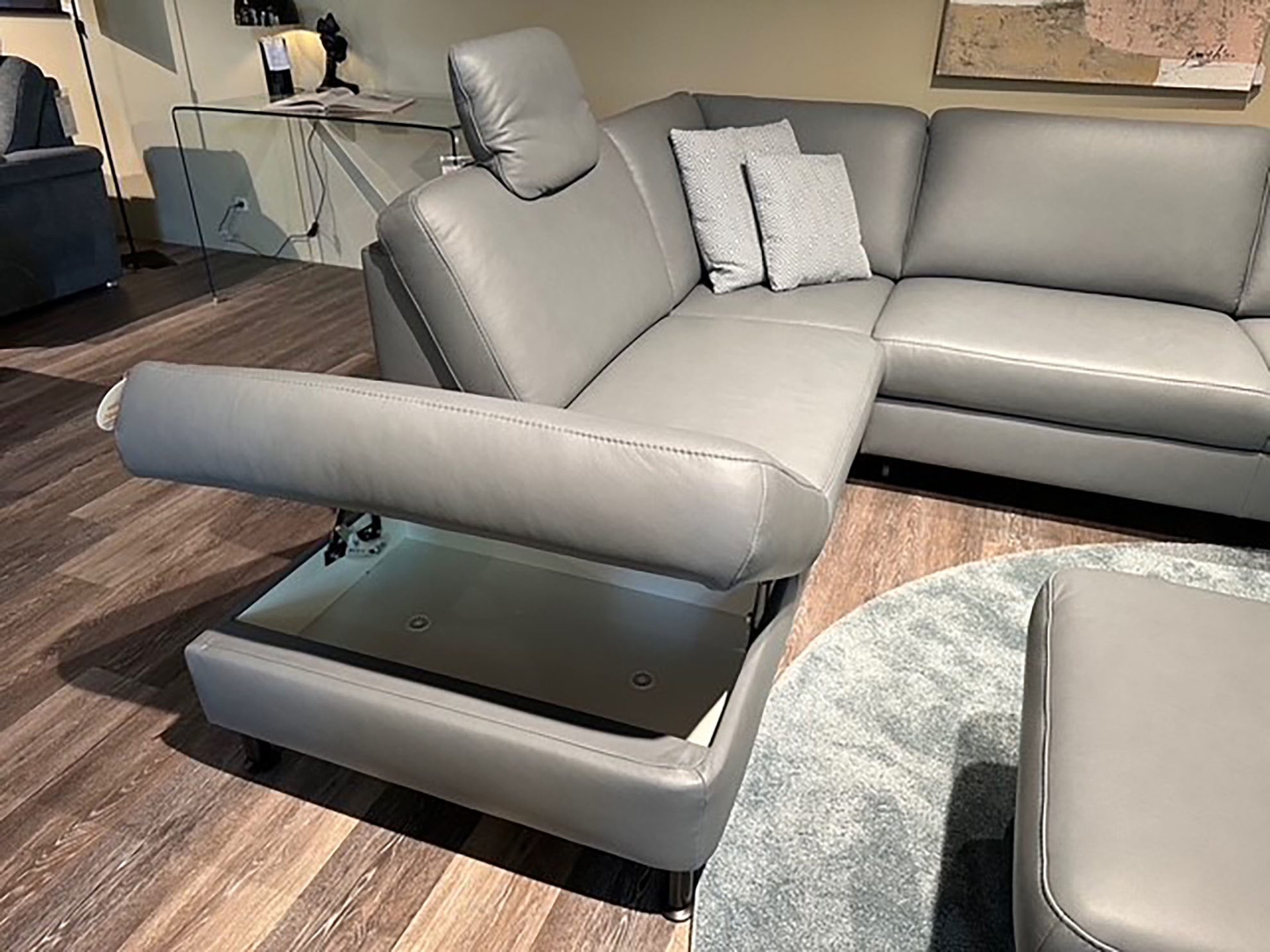 Modulmaster Ecksofa inkl. vielen Funktionen mit Hocker und Relaxsessel in Leder -0775015503-05-0775013911-01WW-A
