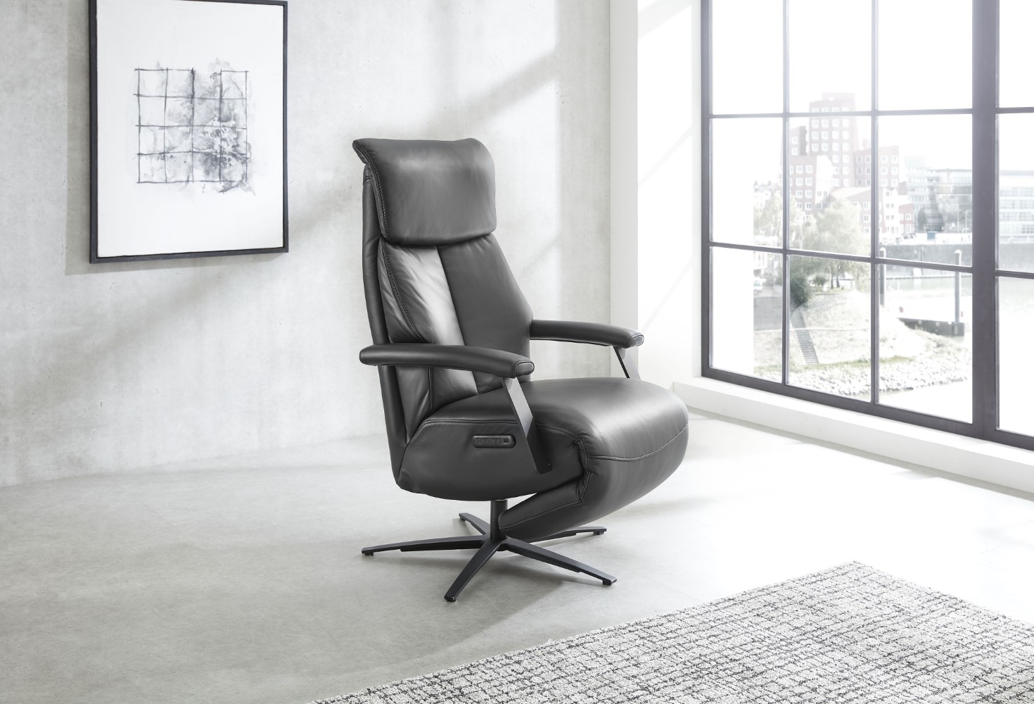 Relaxsessel mit 3-motorischer Relaxfunktion, Akku und Herz-Waage-Funktion in Leder  -05978004-40WW-A