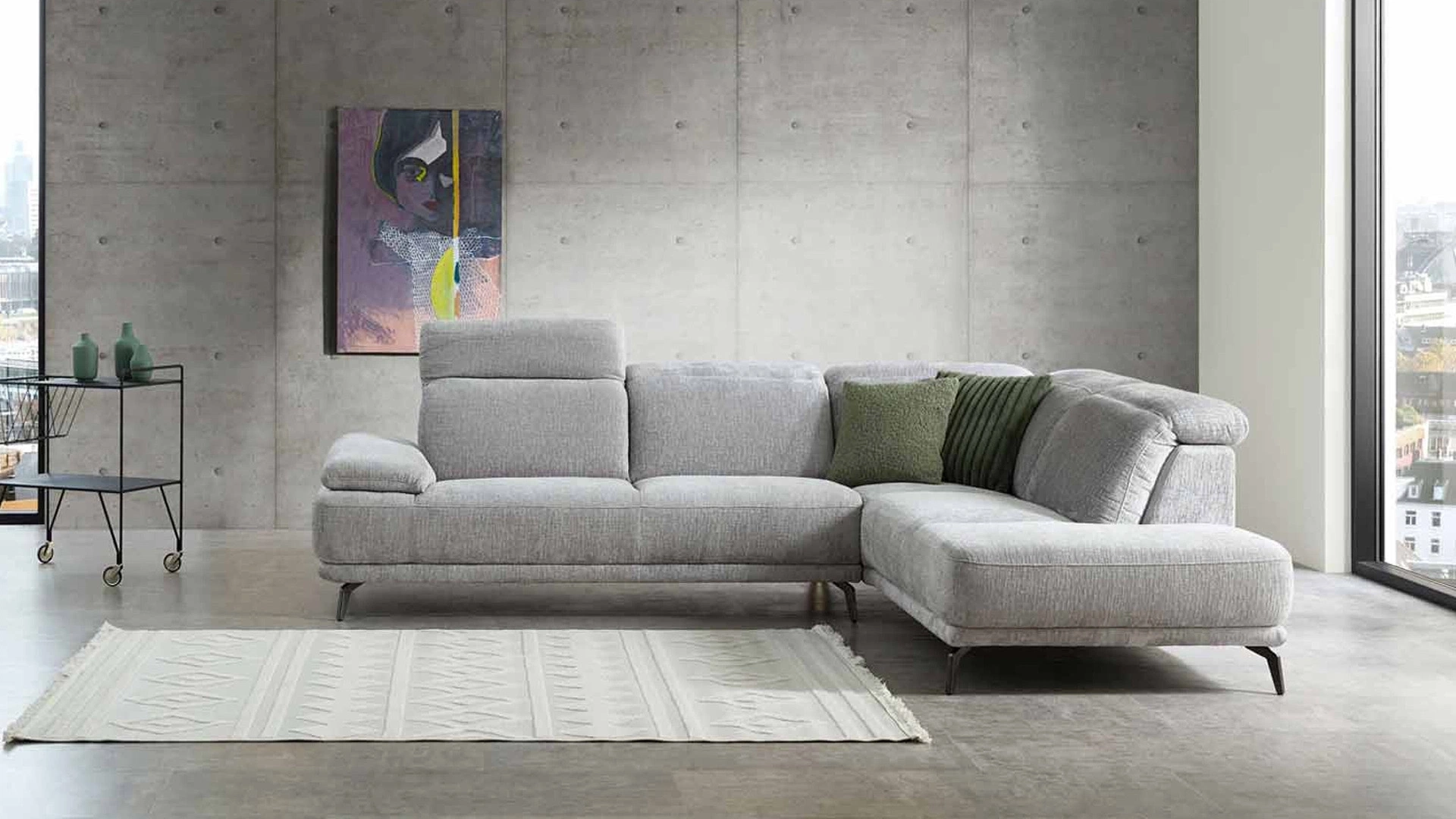 Cuoio Ecksofa inkl. Kopfteilverstellung in Stoff -0597101700-15WW-A
