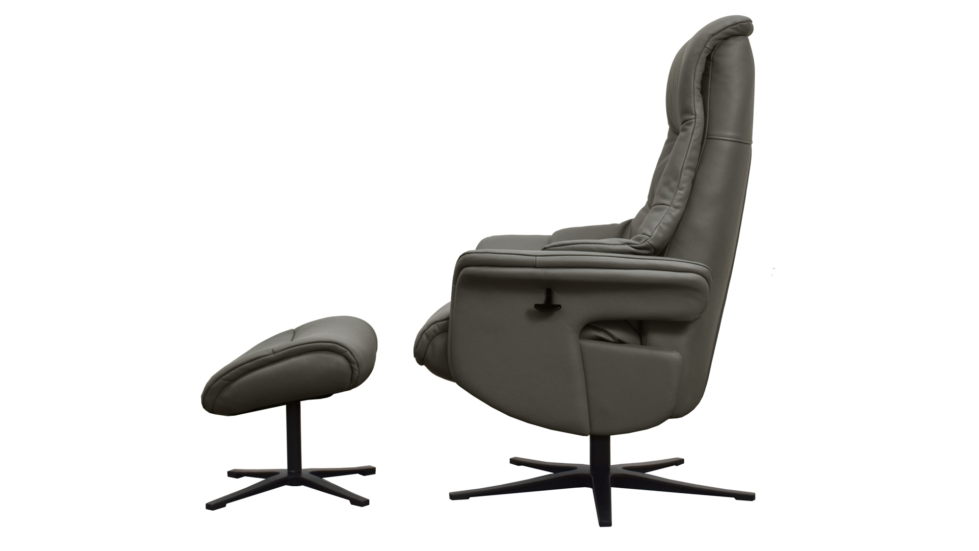 Relaxsessel Agent Grey mit manueller Funktion und Sitzhöhenverstellung in Leder-Lederlook-0979004600WW