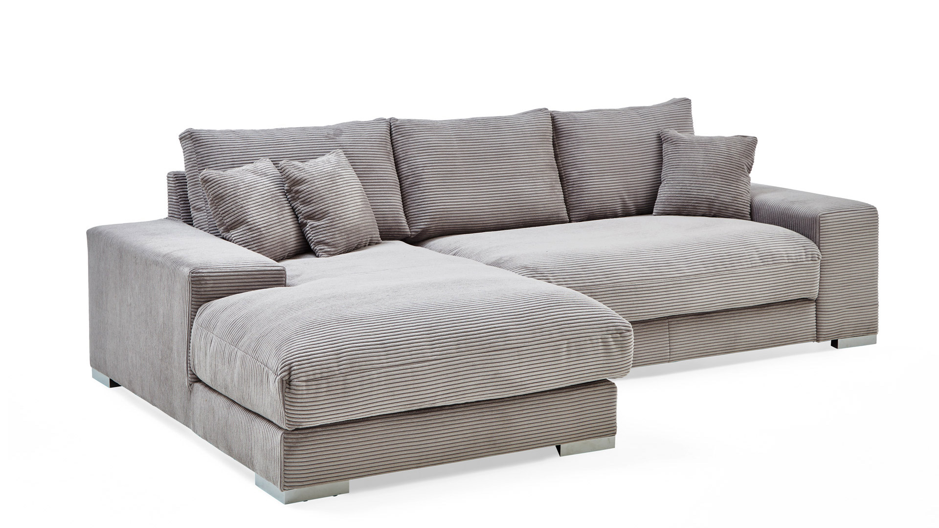 Ecksofa Soft mit losen Rückenkissen in Trendstoff Cord