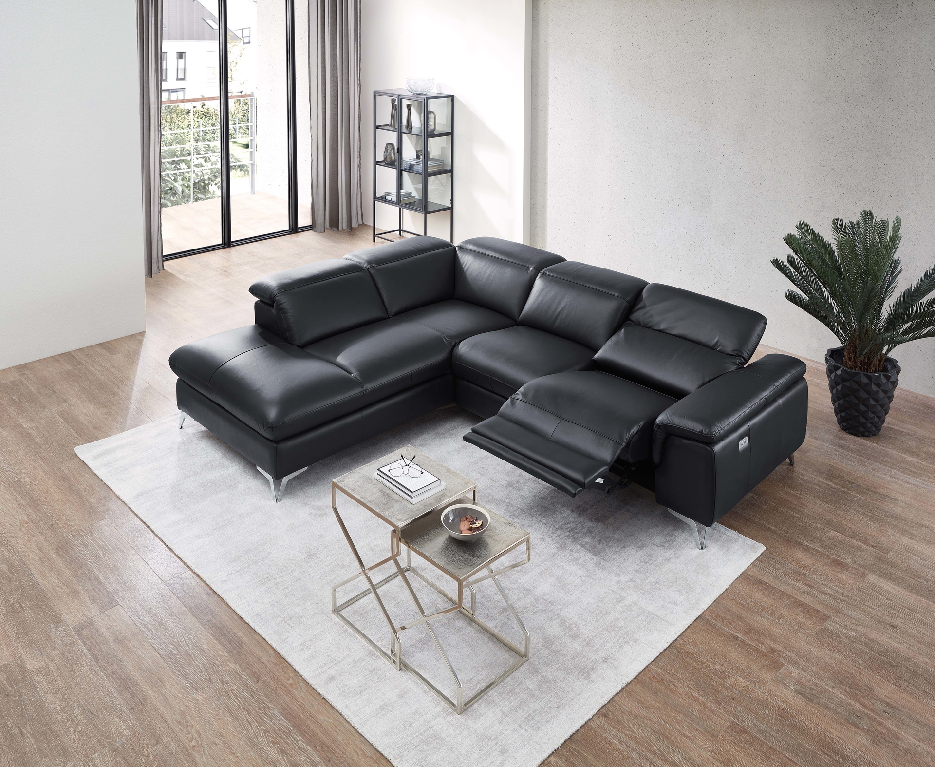 Ecksofa Seahawk mit manueller Kopfteilverstellung in Leder 