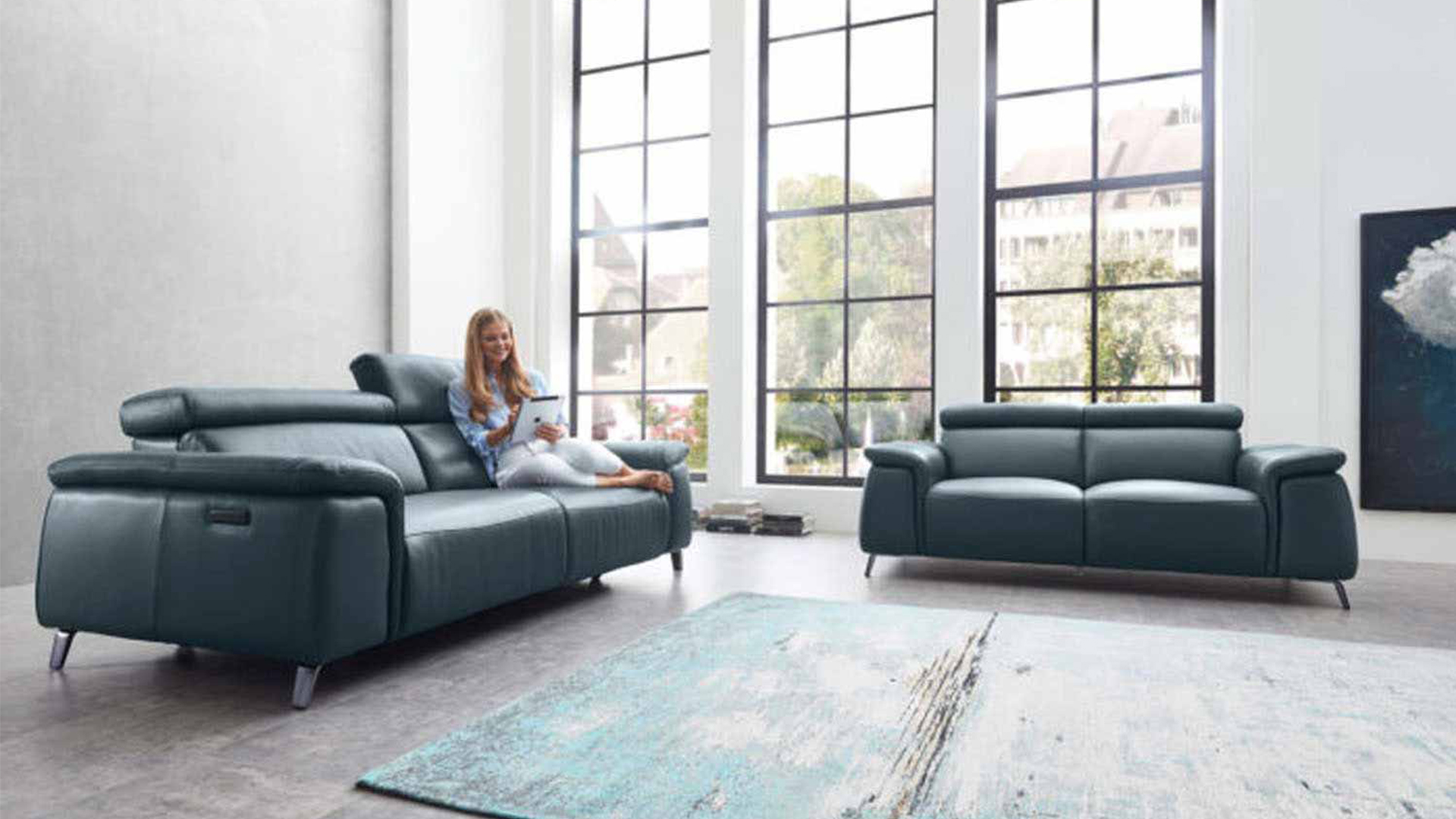 Echt Leder Couchgarnitur Firenze mit motorischer Relaxfunktion-05970320WW