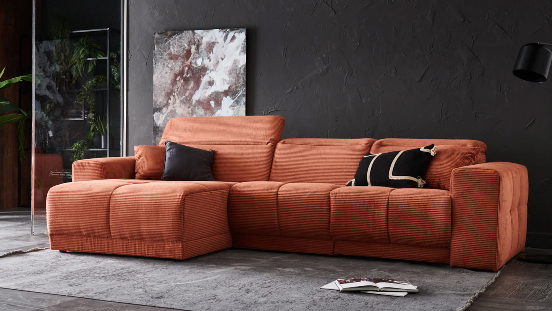 Ecksofa Toni mit motorischer Relaxfunktion in Stoff-0646Toni00WW