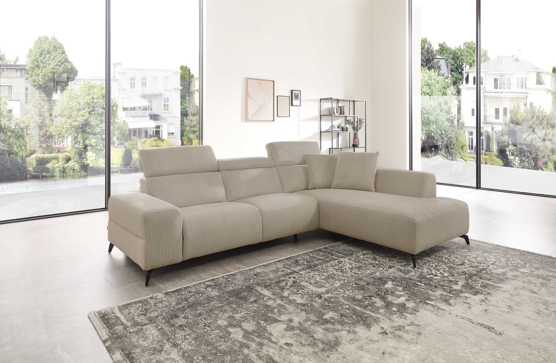 Cuoio Ecksofa in Trendstoff Cord