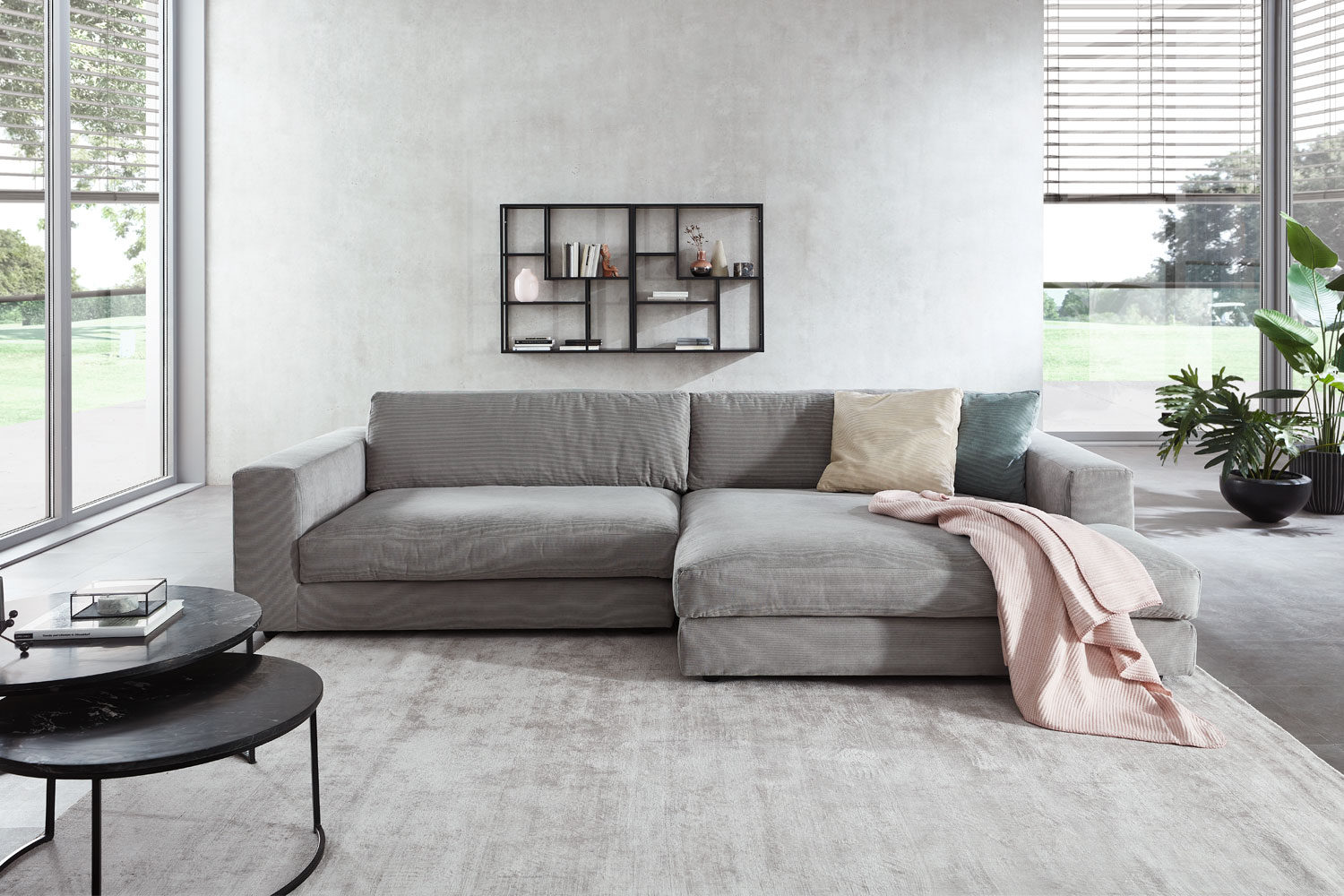 Cosyhome Living Ecksofa Cord Stoff Vintage Grau rechts Cosyhome Living Ecksofa Cord Stoff Vintage Grau rechts
