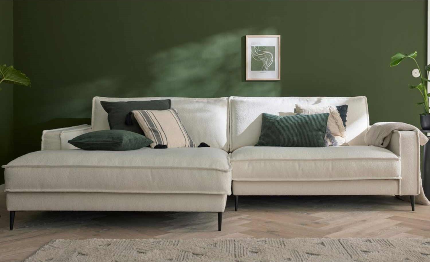 Ecksofa Roomio 4102 in Trendstoff Bouclé 