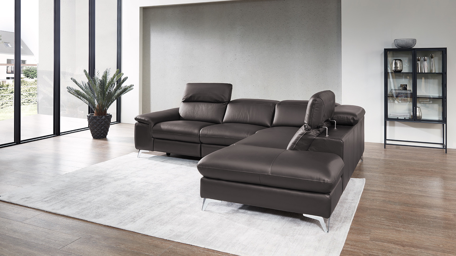Ecksofa Seahawk mit manueller Kopfteilverstellung in Leder -05970213-WW.20