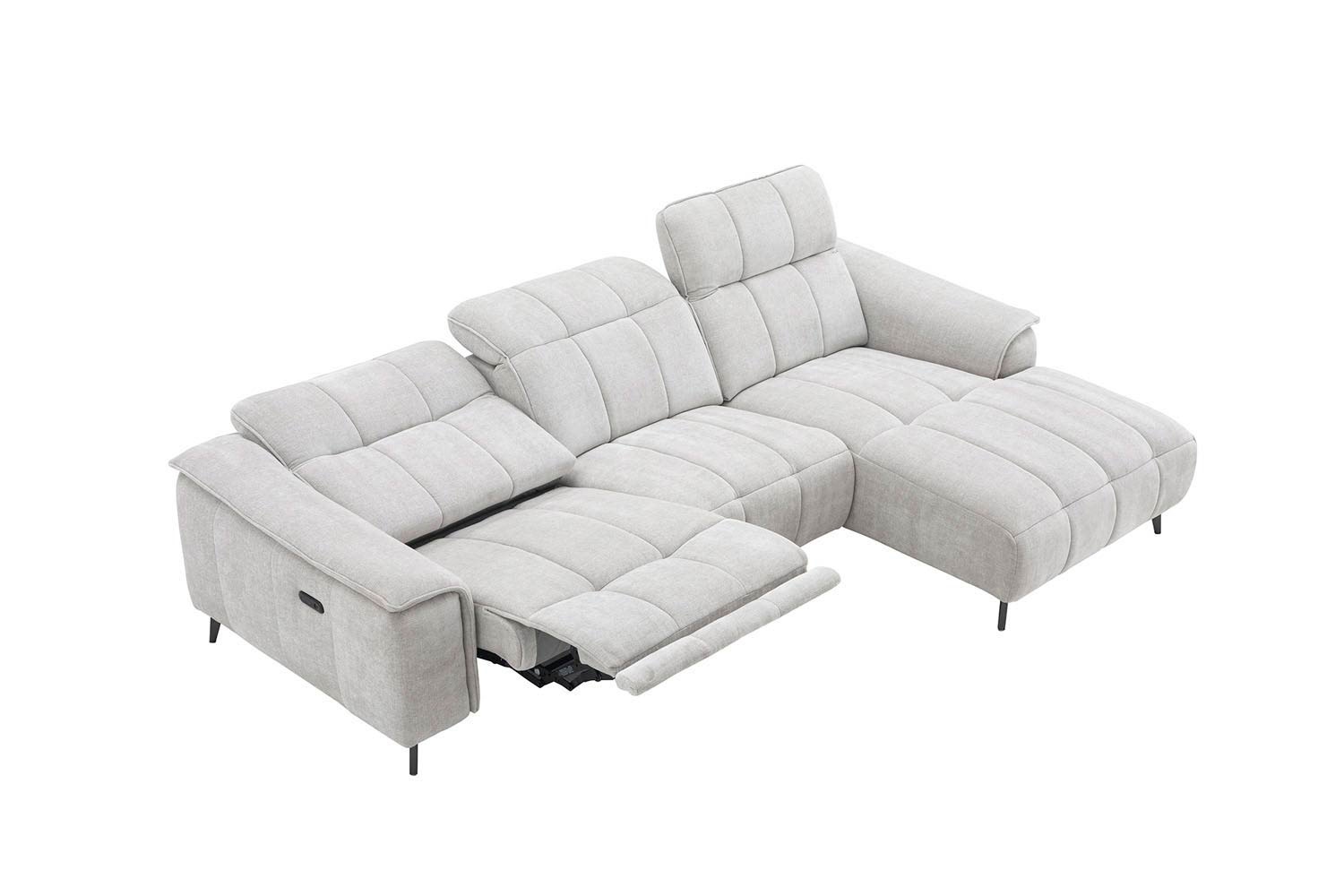 Stoff Ecksofa mit manueller Kopfteilverstellung und Funktion