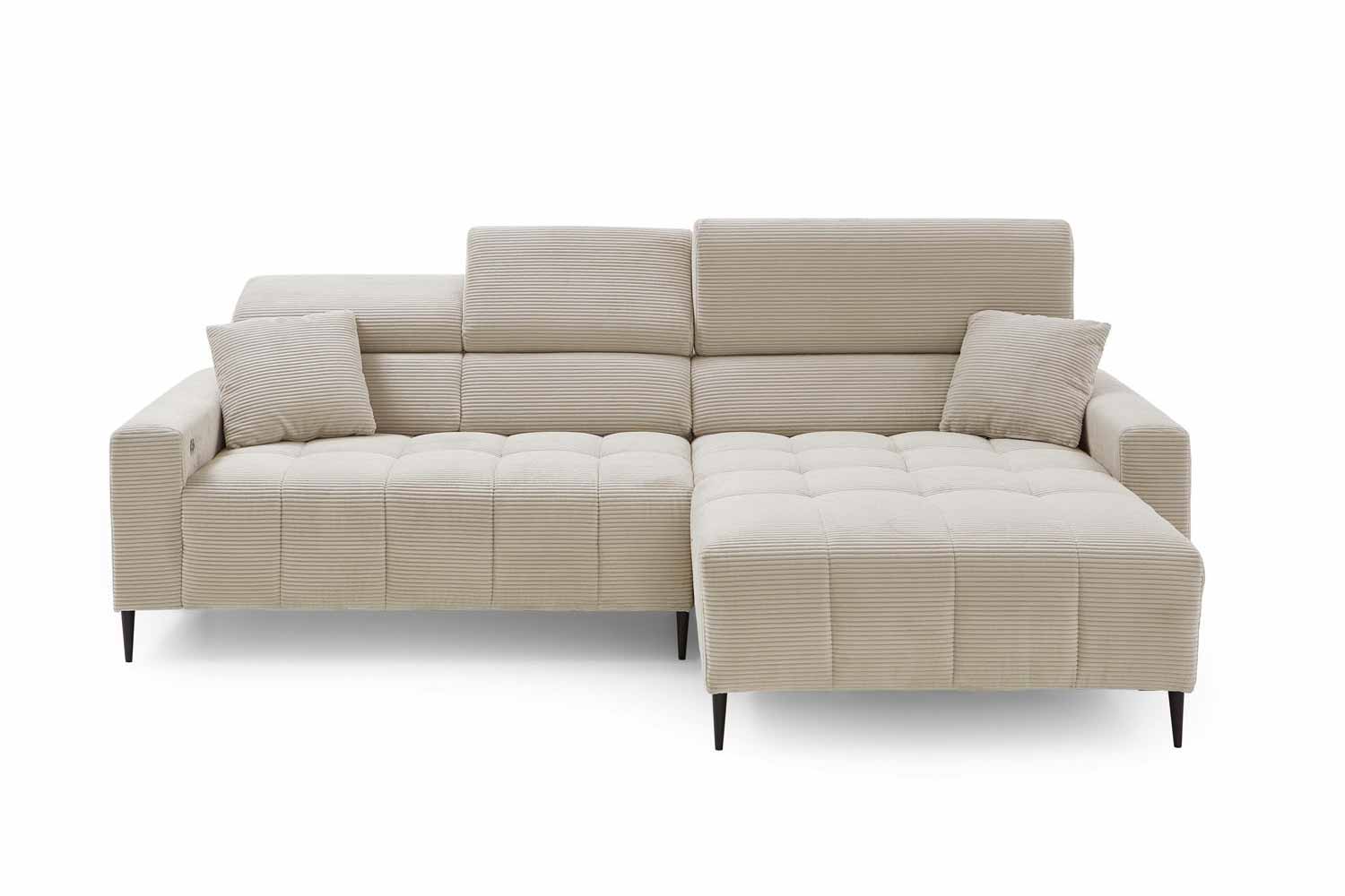 Ecksofa inkl. motorischem Sitzvorzug in Trendstoff Cord
