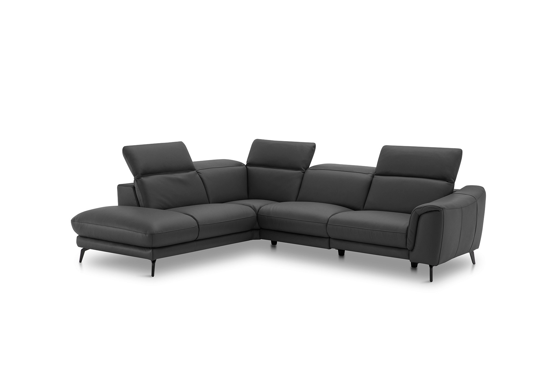 Leder Ecksofa inkl. manueller Kopfteilverstellung