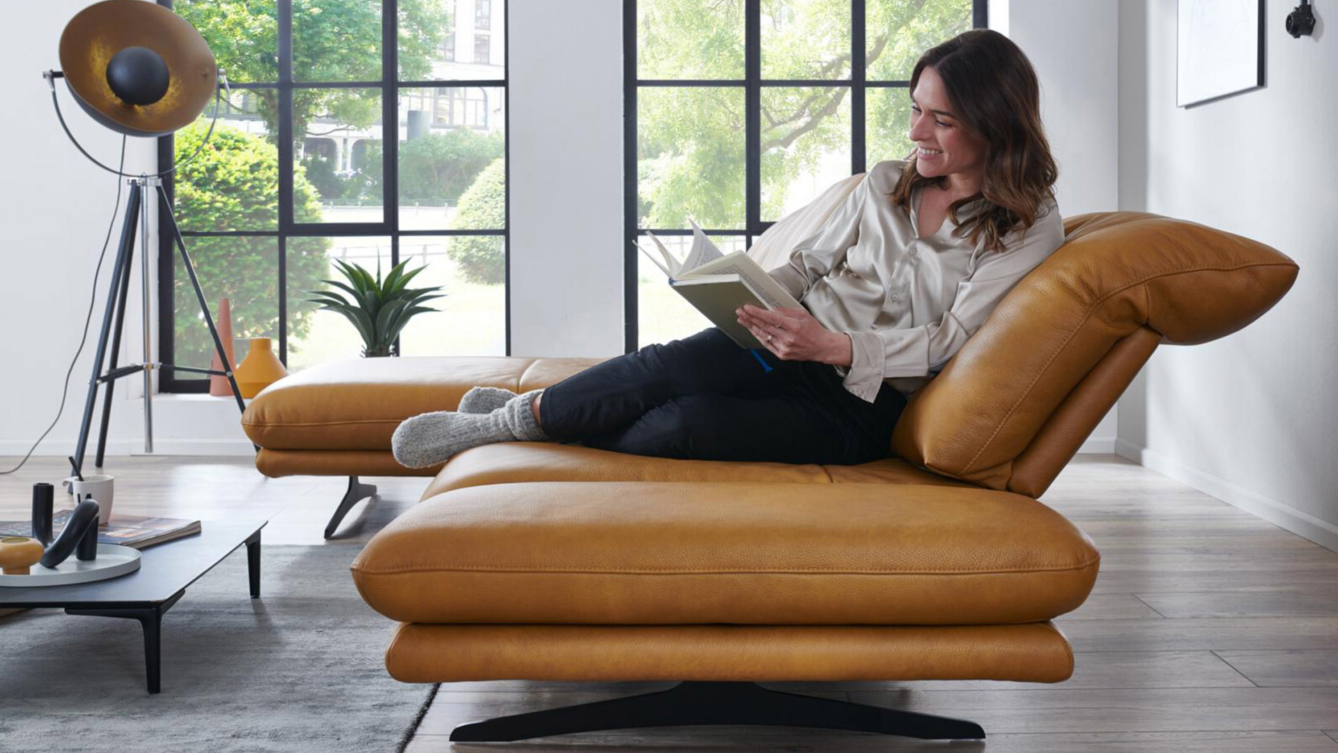 W. Schillig Ecksofa Sohoo mit Sitztiefenverstellung in Leder 