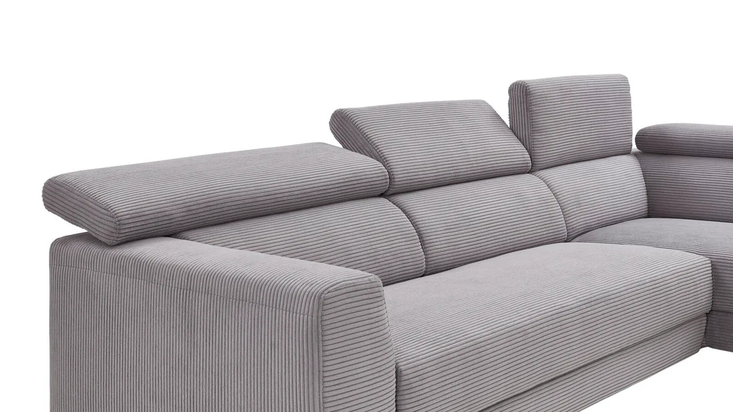 Cord Ecksofa Inkl. manueller Kopfteilverstellung Blau rechts mit Funktion 