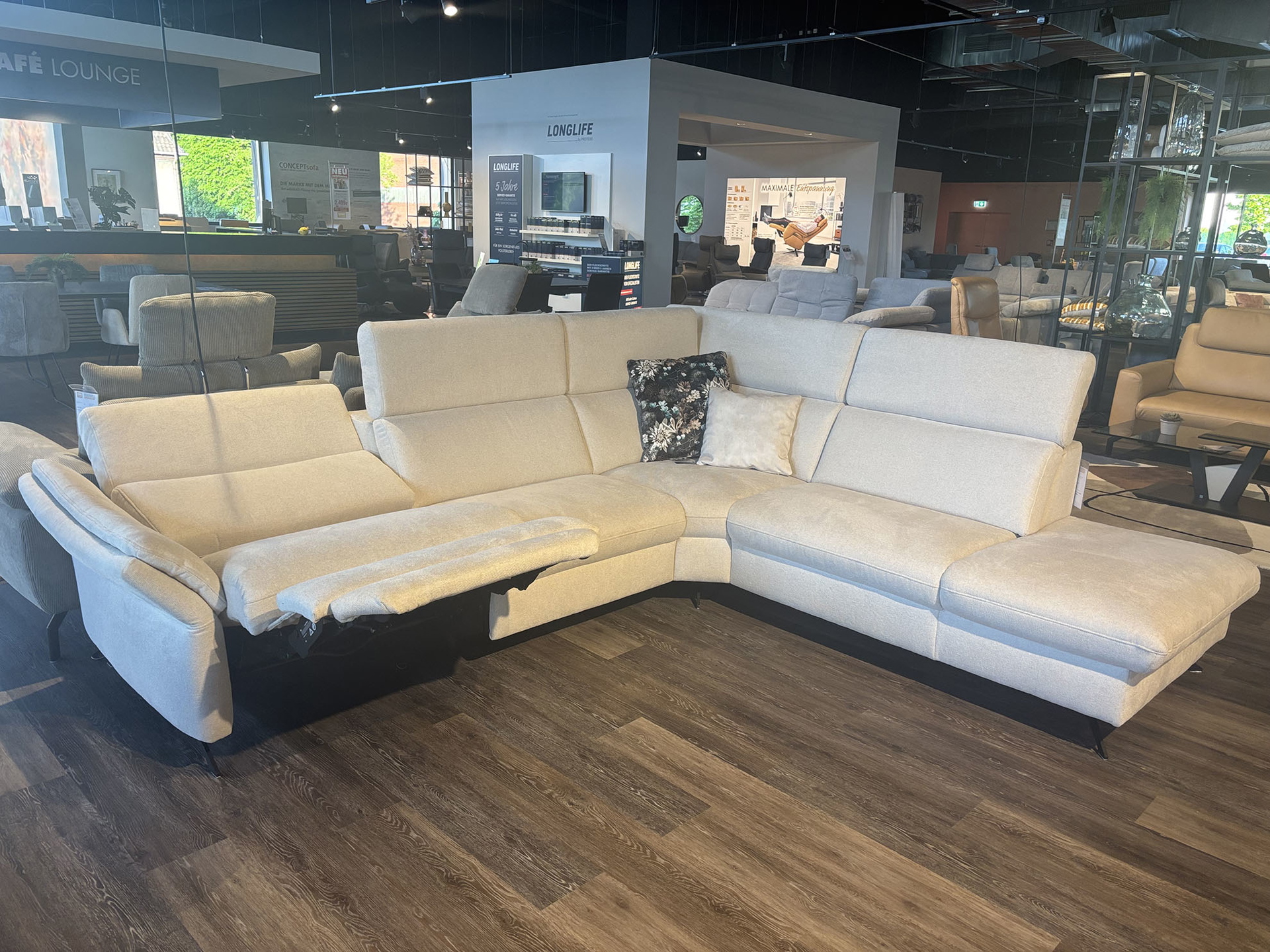 Modulmaster Ecksofa mit motorischer Relaxfunktion in Stoff -0126030102-15WW-A