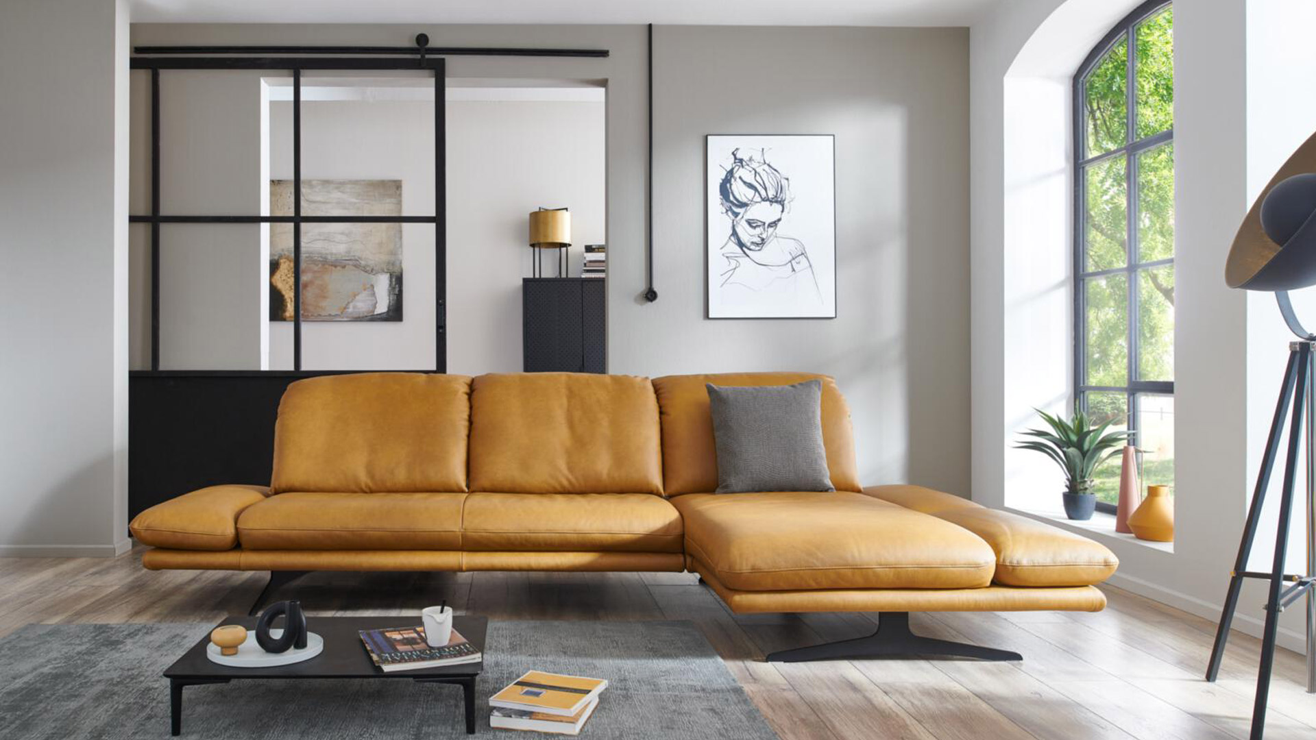 W. Schillig Ecksofa Sohoo mit Sitztiefenverstellung in Leder 