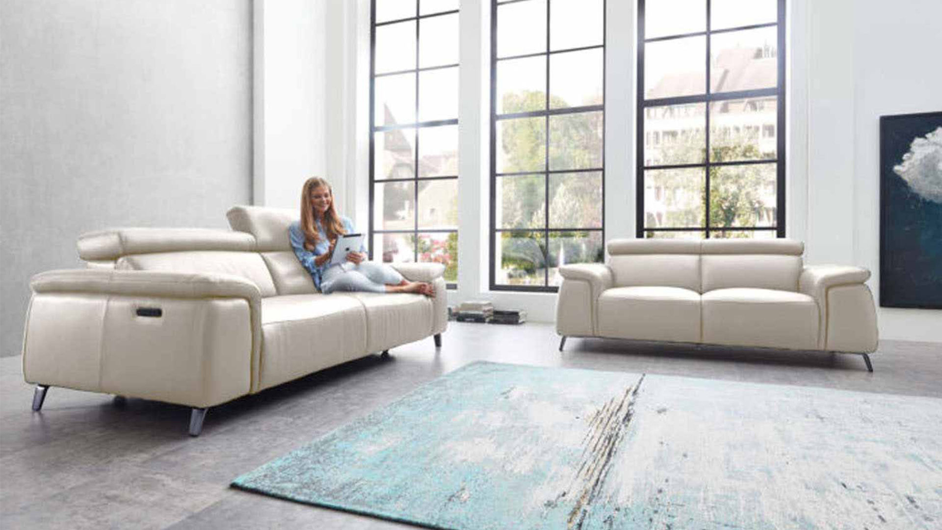 Echt Leder Couchgarnitur Firenze mit motorischer Relaxfunktion-05970320WW