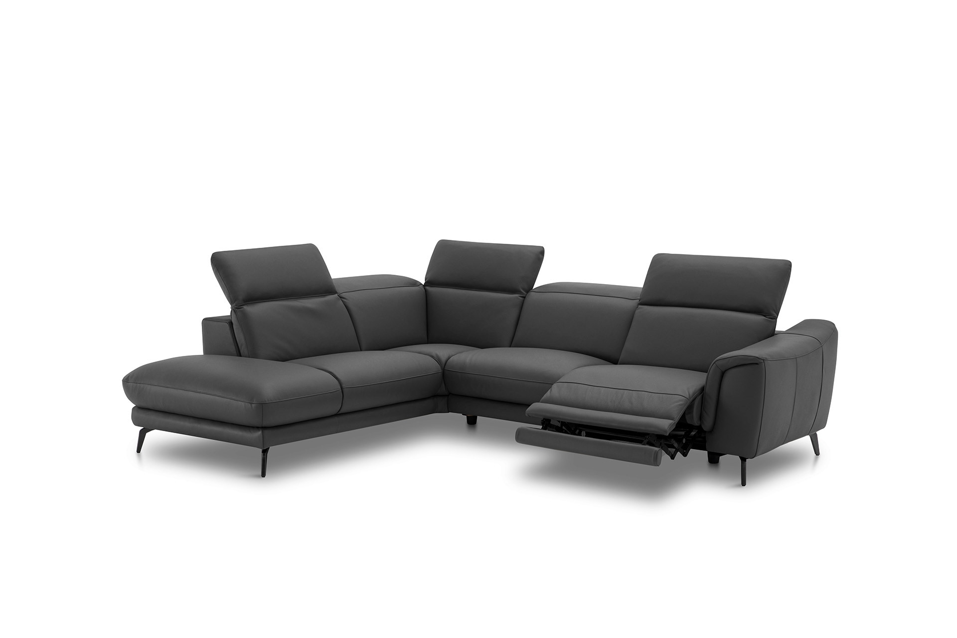 Leder Ecksofa inkl. manueller Kopfteilverstellung