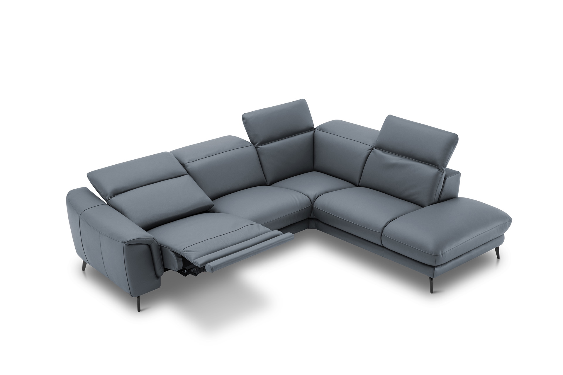Leder Ecksofa inkl. manueller Kopfteilverstellung
