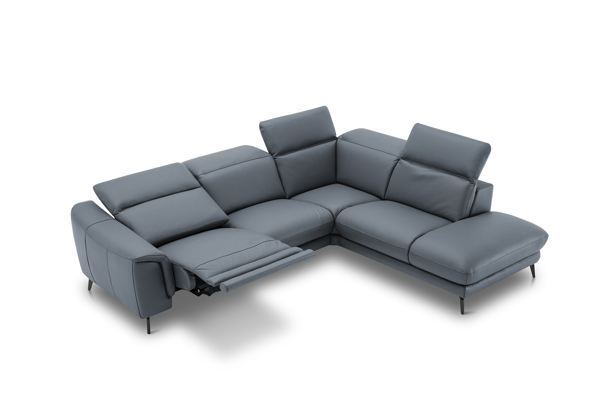 Leder Ecksofa inkl. manueller Kopfteilverstellung