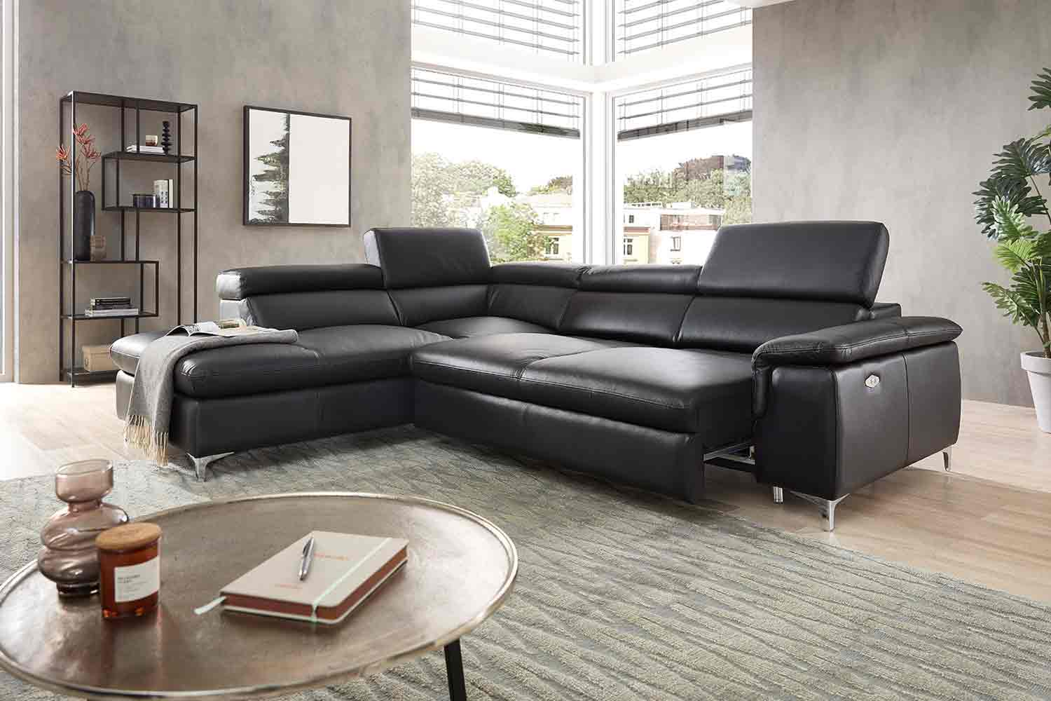 Cuoio Ecksofa mit motorischen Vorziehsitz in Leder -0597018203-07WW-A