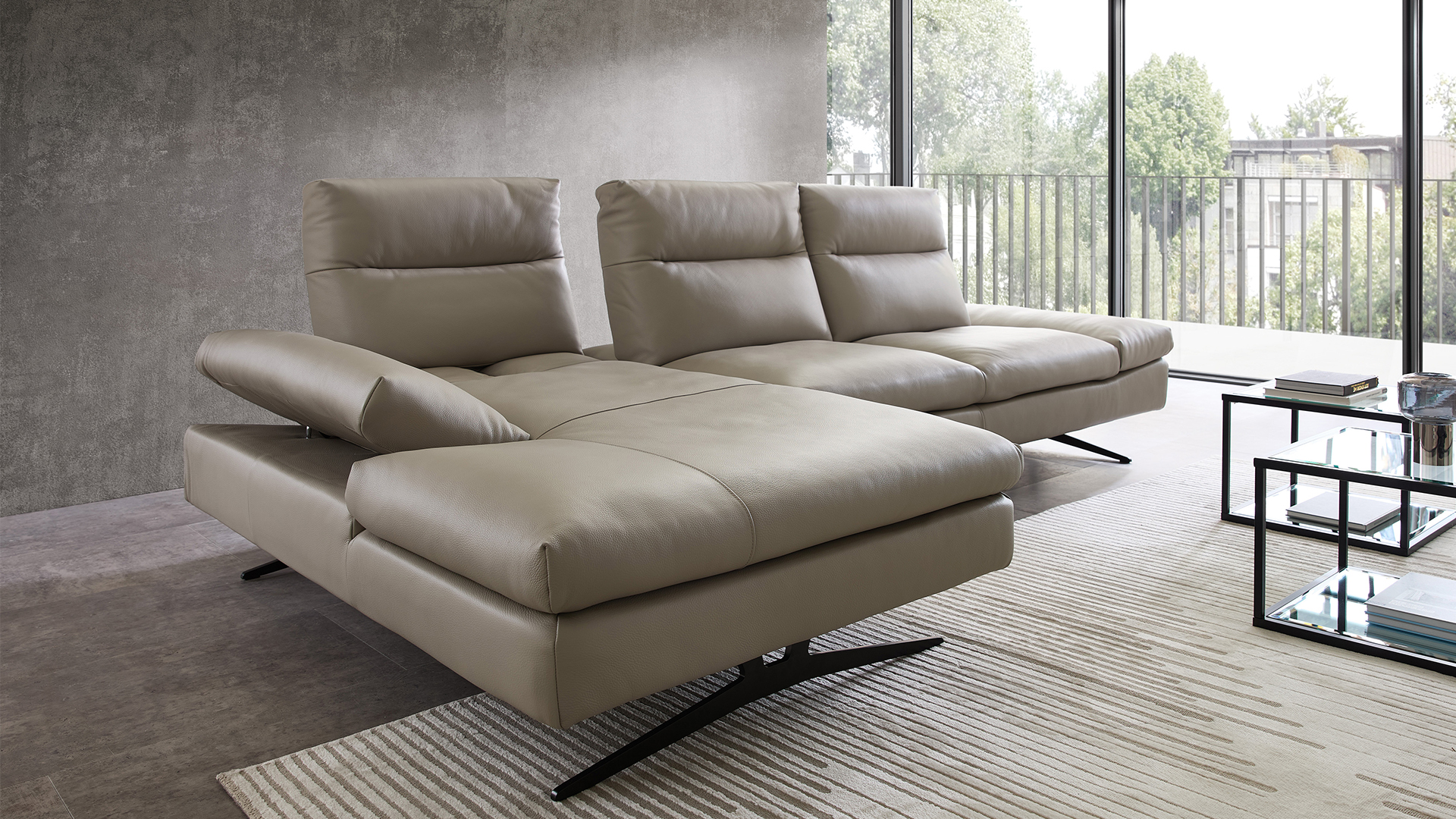 Cuoio Ecksofa Letizia mit manueller Sitztiefenverstellung in Leder Cuoio Ecksofa Letizia mit manueller Sitztiefenverstellung in Leder-05971024WW