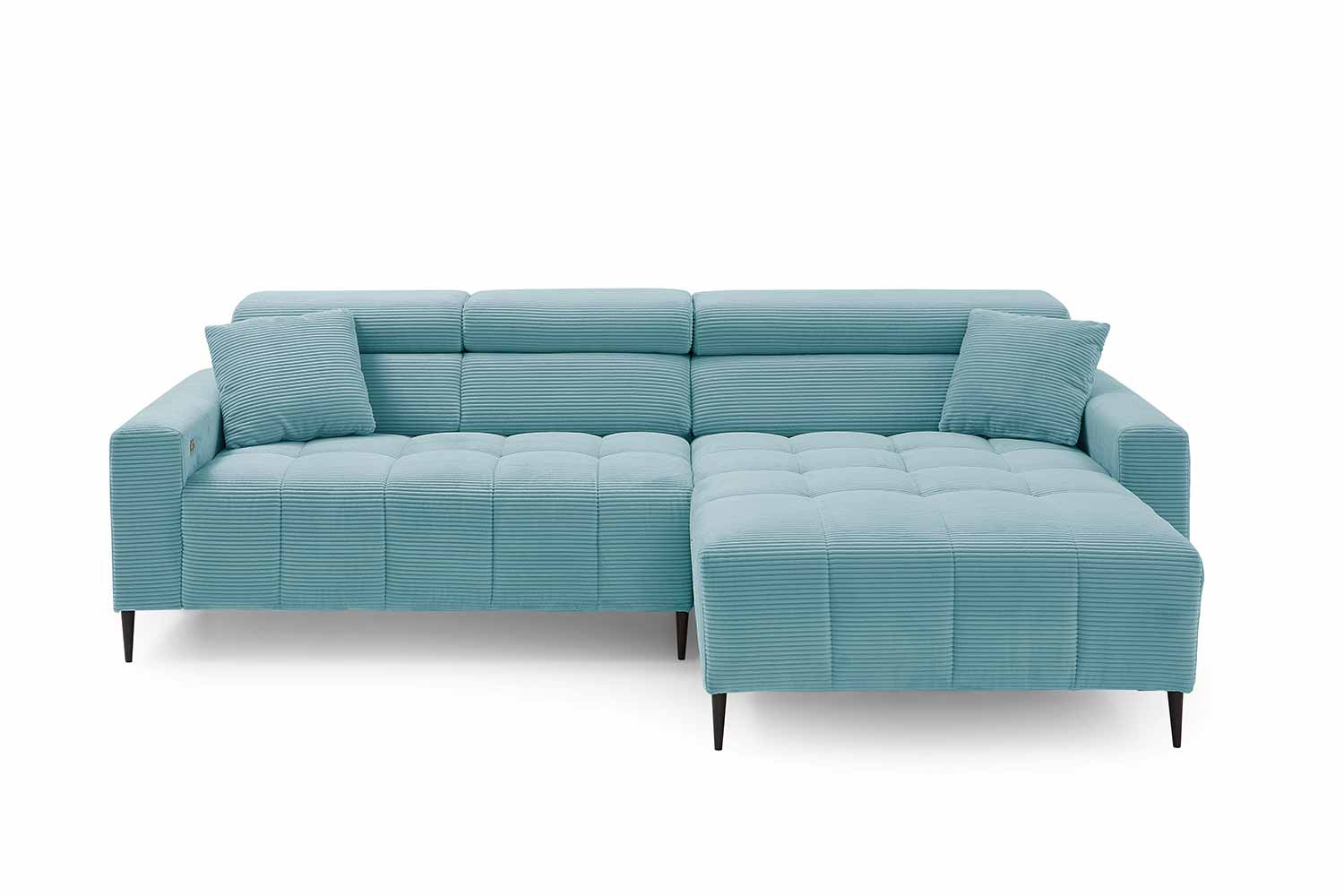 Ecksofa inkl. motorischem Sitzvorzug in Trendstoff Cord