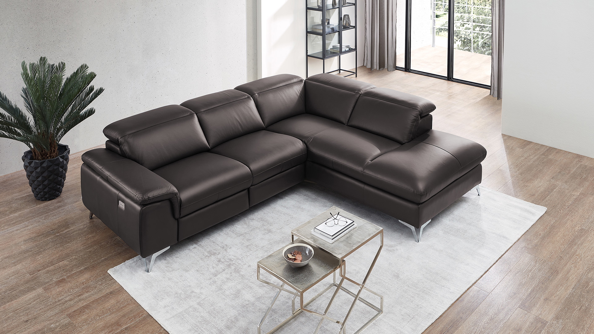Ecksofa Seahawk mit manueller Kopfteilverstellung in Leder -05970213-WW.20