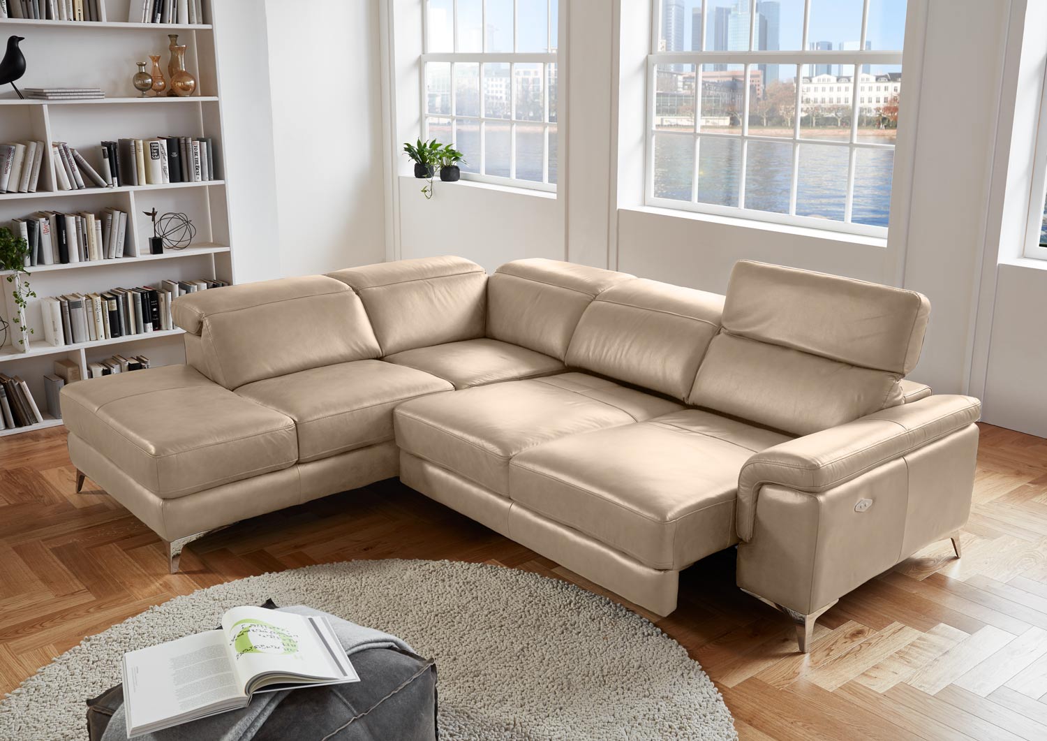 Echt Leder Ecksofa Materra inkl. motorischer Funktion