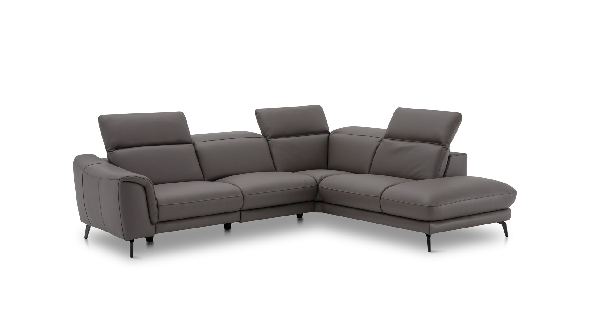 Leder Ecksofa inkl. manueller Kopfteilverstellung