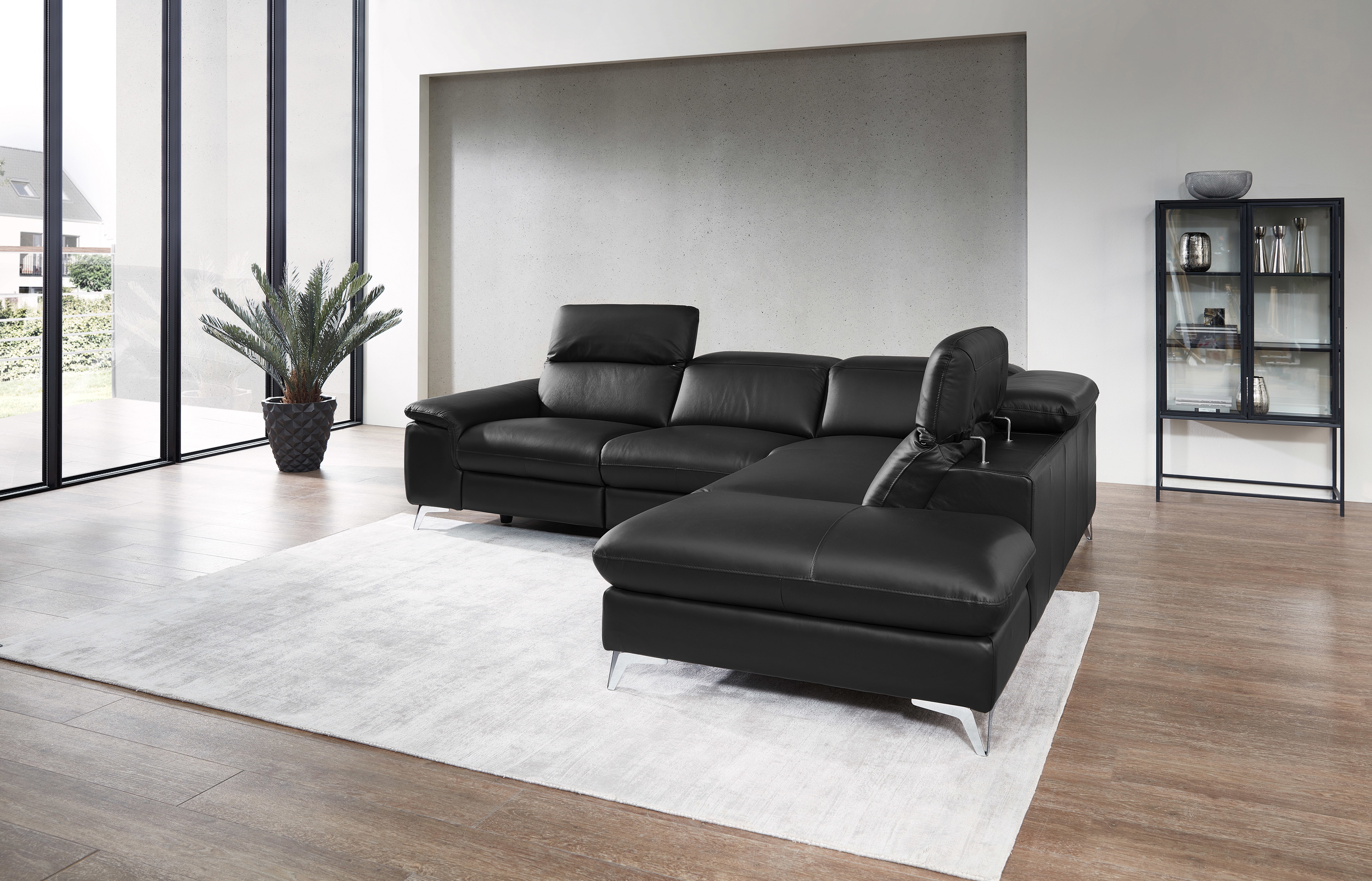 Ecksofa Seahawk mit manueller Kopfteilverstellung in Leder 