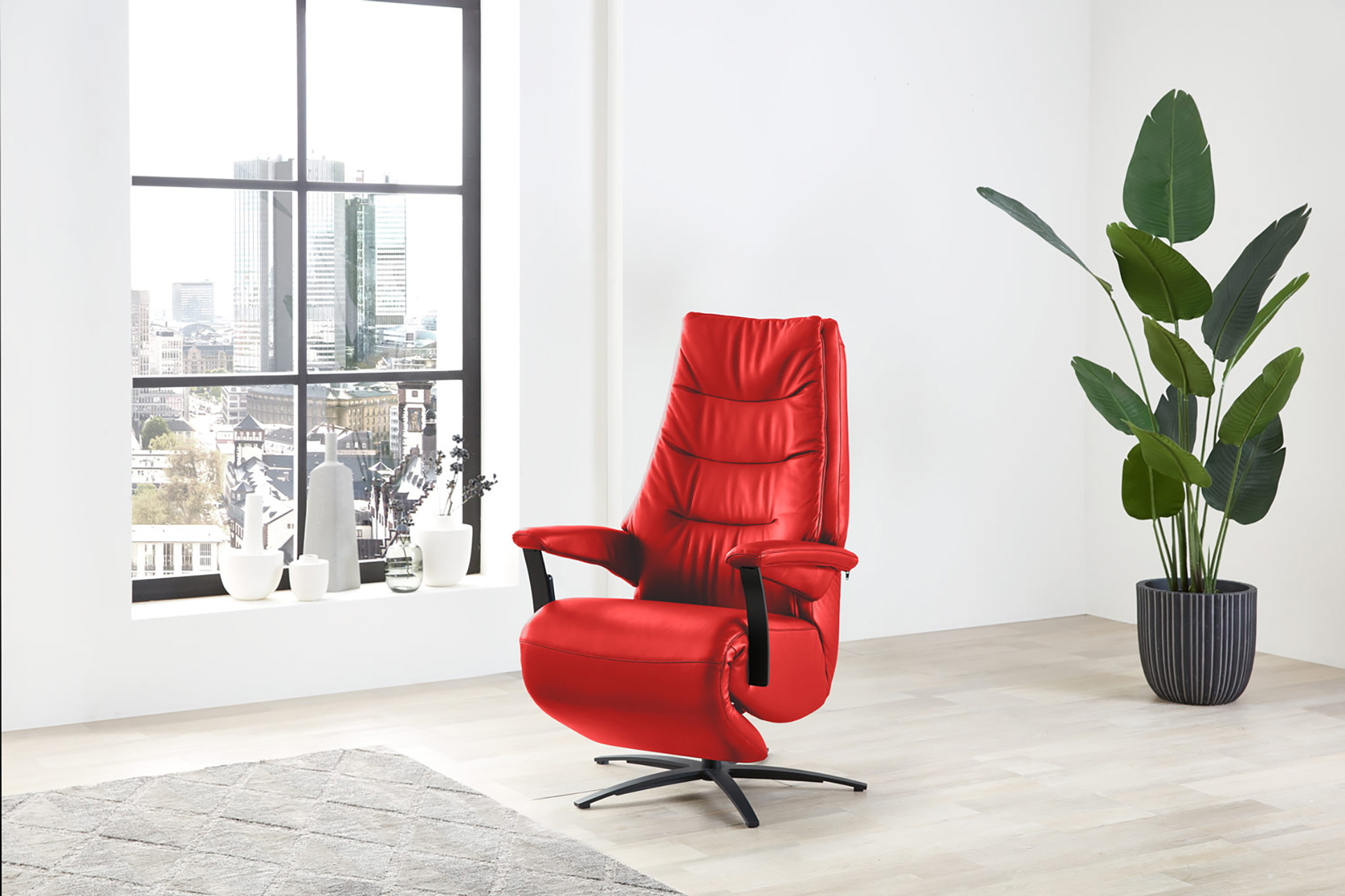Relaxsessel 430 aus Echtleder inkl. 4 Motoren Rot 