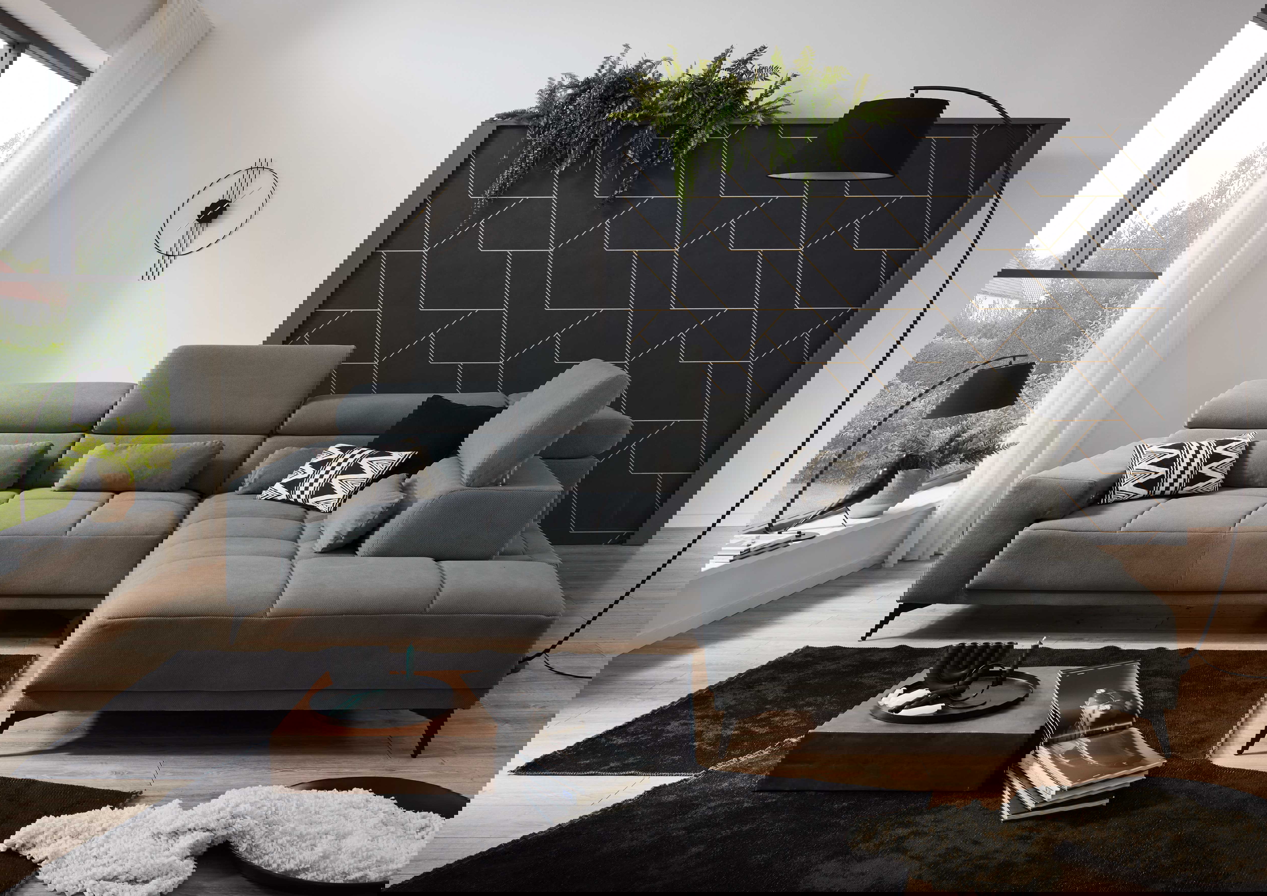 Ecksofa Wave 2.0 mit motorischen XL-Sitzvorzug in Stoff-0646Wave2.0WW