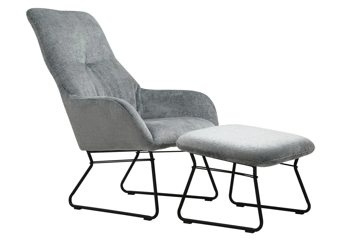 Sessel Diva inkl. Hocker in Stoff Blau