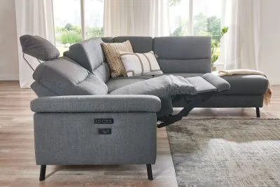 Stoff Ecksofa inkl. motorischer Relaxfunktion