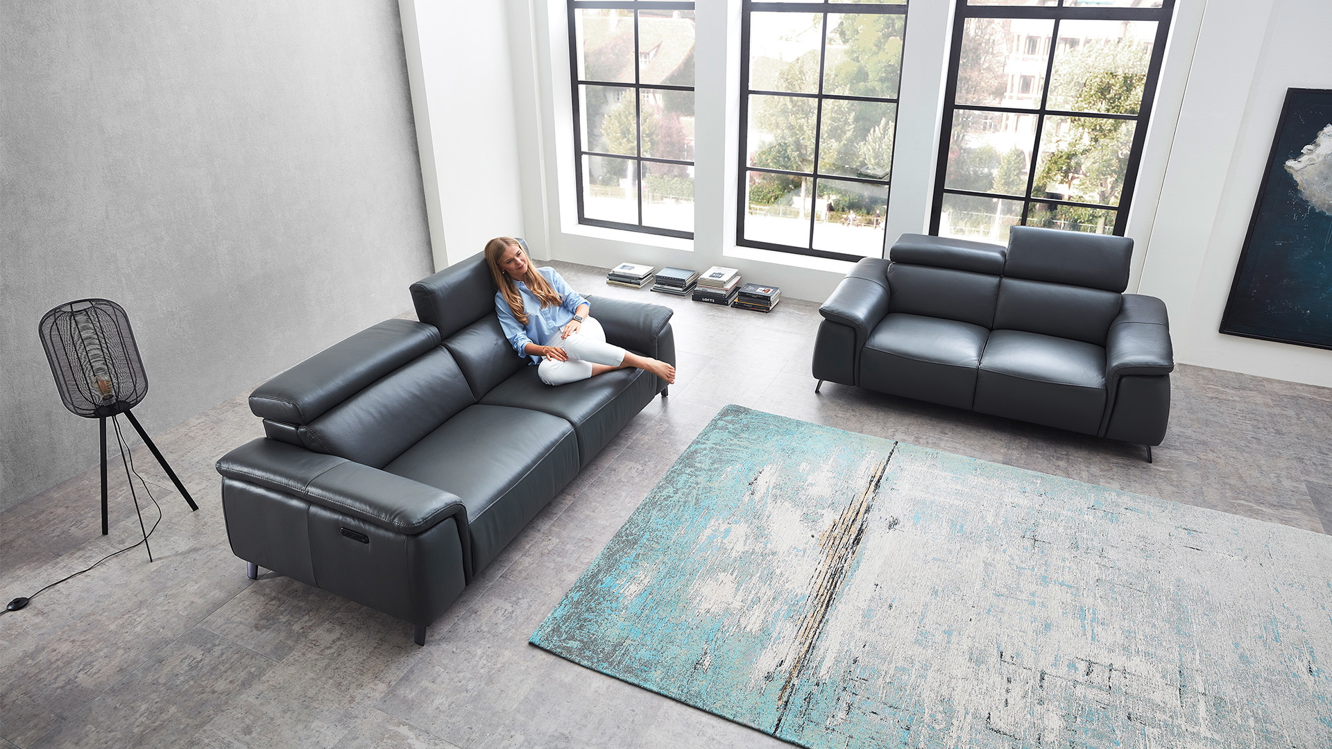 Echt Leder Couchgarnitur Firenze mit motorischer Relaxfunktion Echt Leder Couchgarnitur Firenze mit motorischer Relaxfunktion