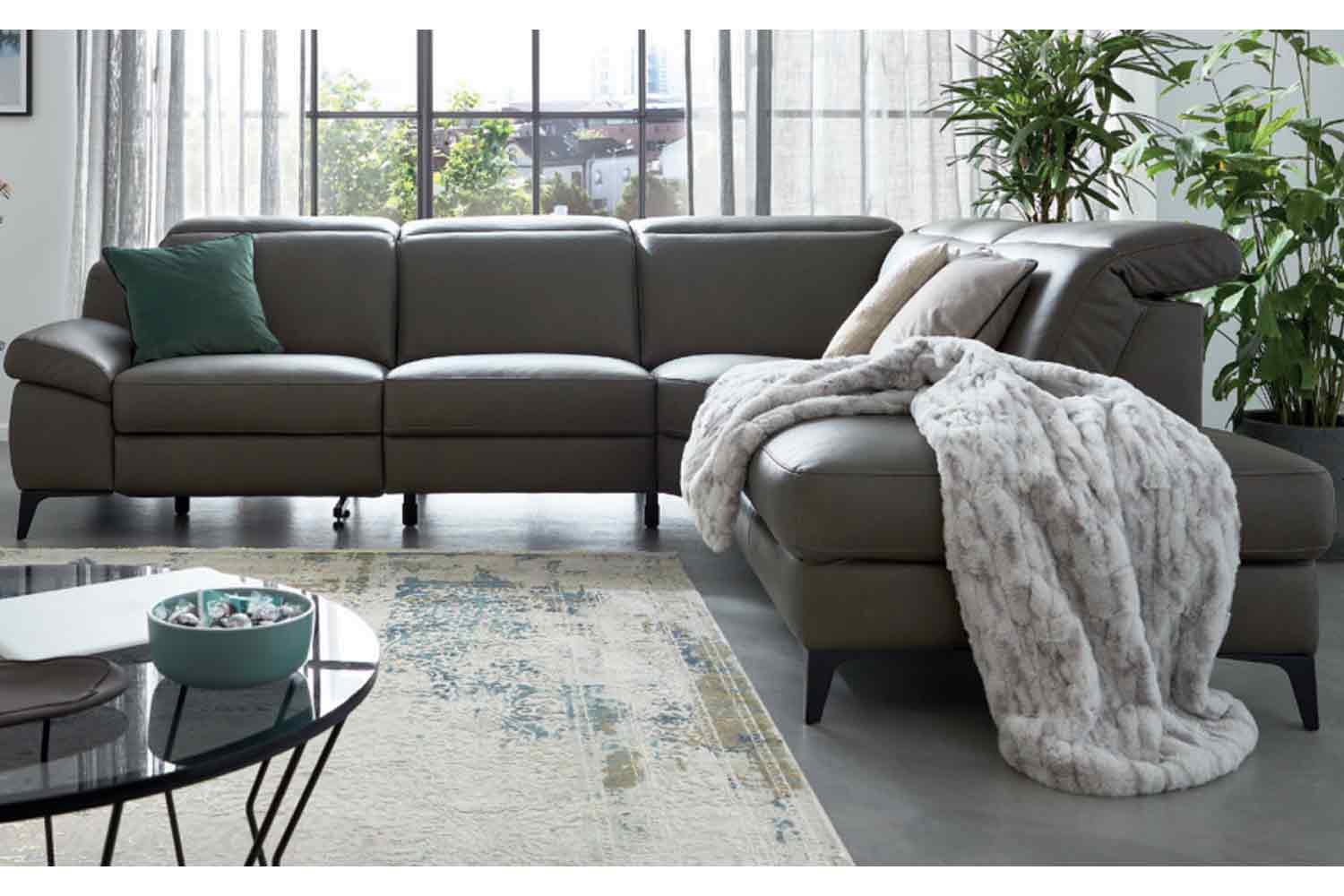 Musterring Ecksofa MR 9120 inkl. motorischer Relaxfunktion  in Leder