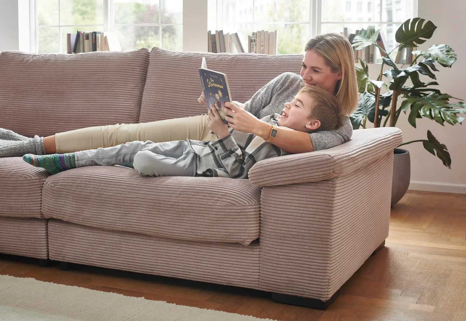 Cord Ecksofa L-Form Rosa