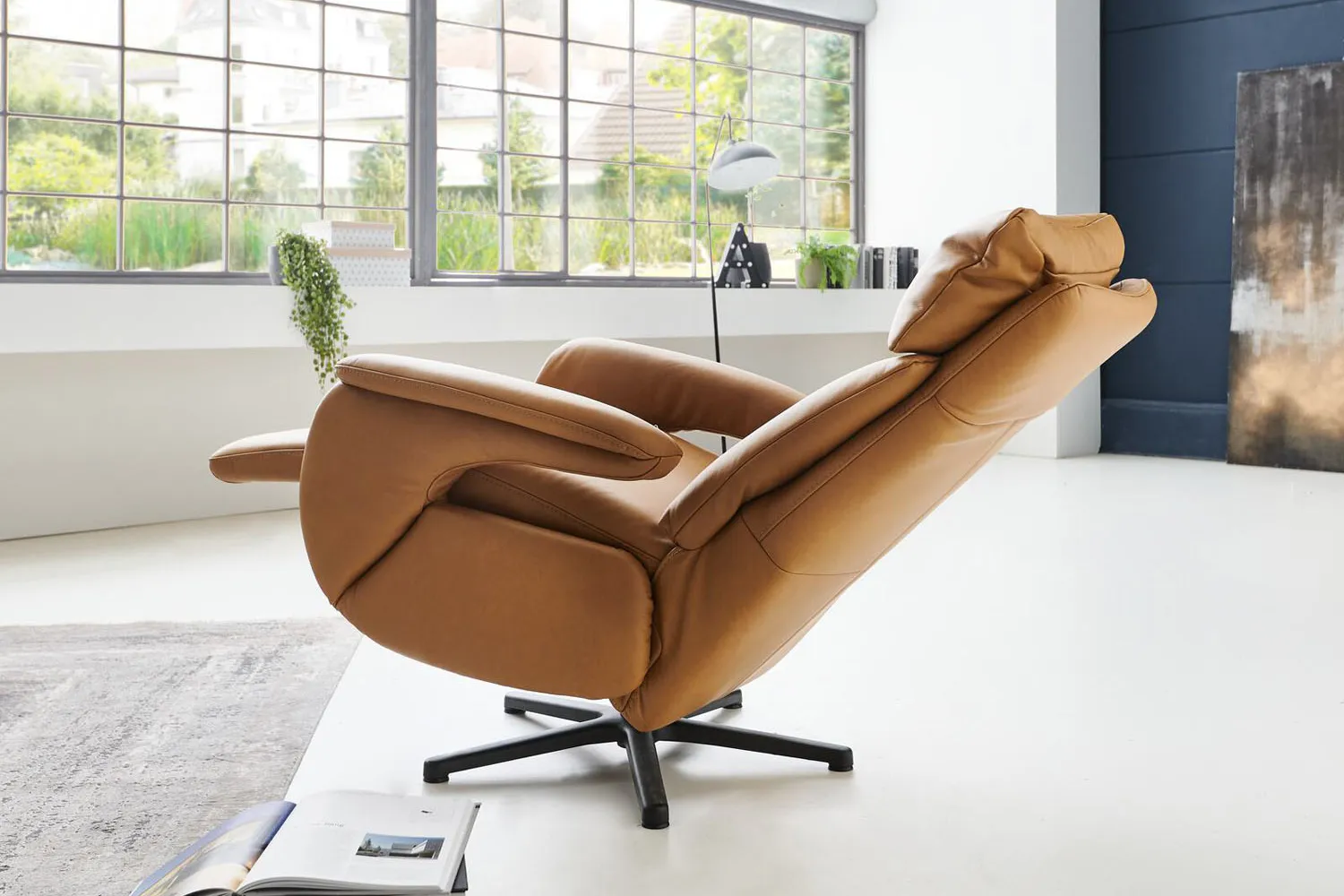 Leder Relaxsessel inkl. manueller Relaxfunktion Gelb Manuelle Relaxfunktion 