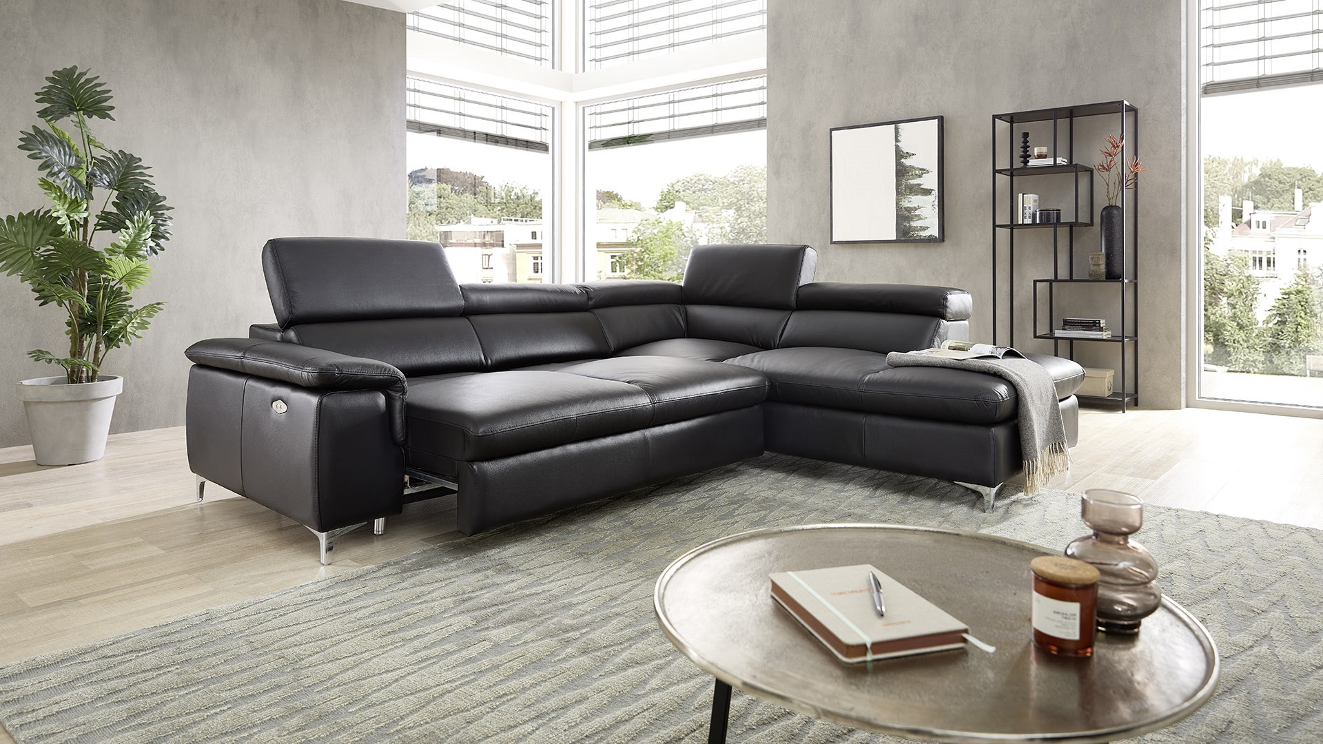 Echt Leder Ecksofa Bastia inkl. Vorziehsitz rechts Echt Leder Ecksofa Bastia inkl. Vorziehsitz rechts