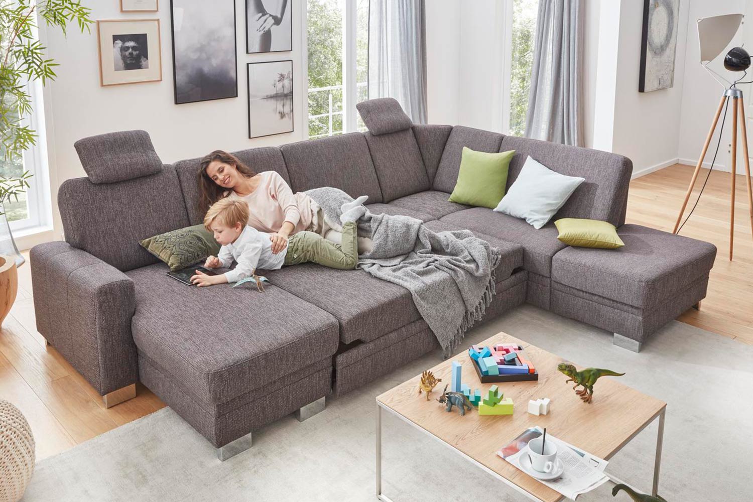 Modulmaster Wohnlandschaft Roma Plus in Stoff