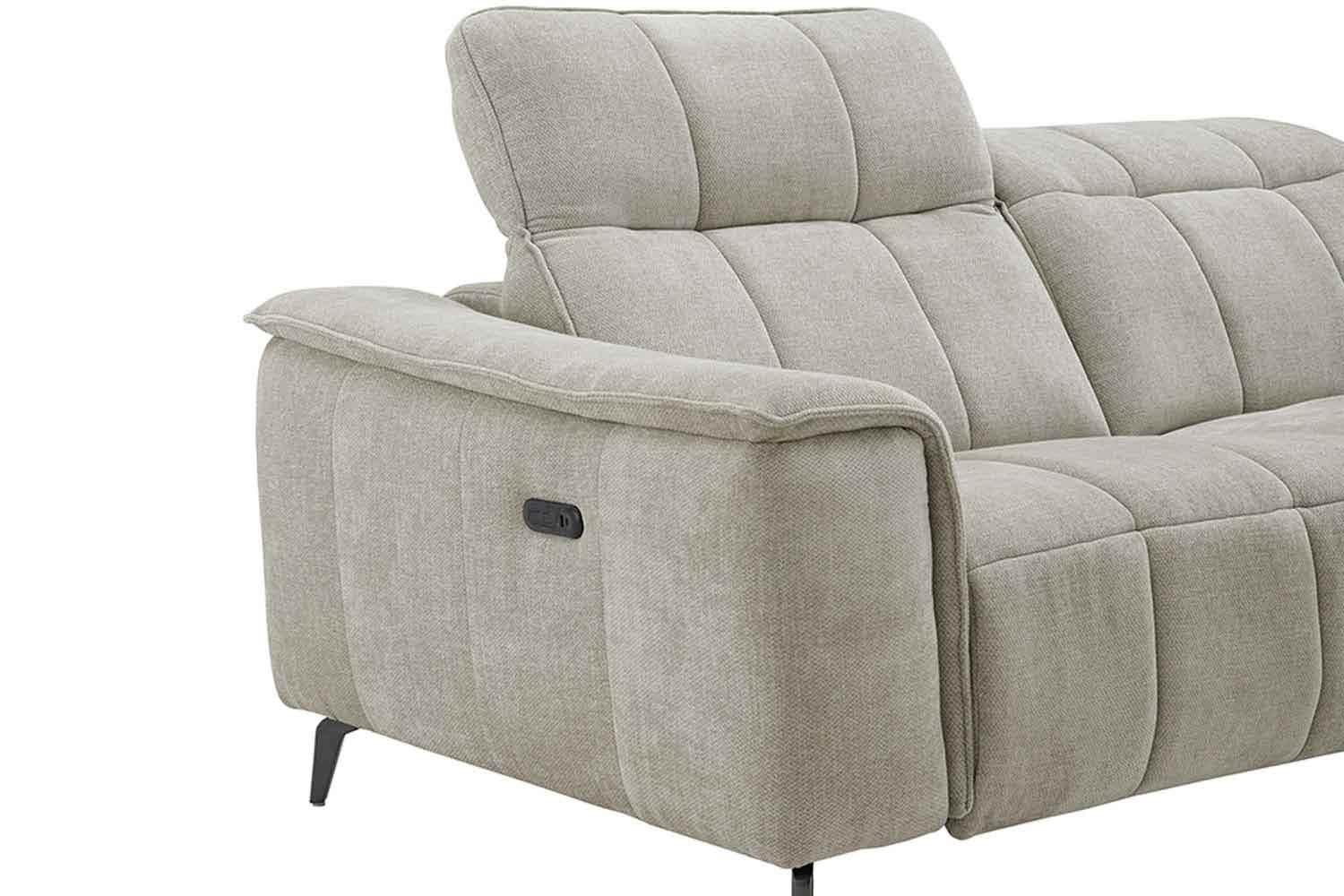 Stoff Ecksofa mit manueller Kopfteilverstellung und Funktion