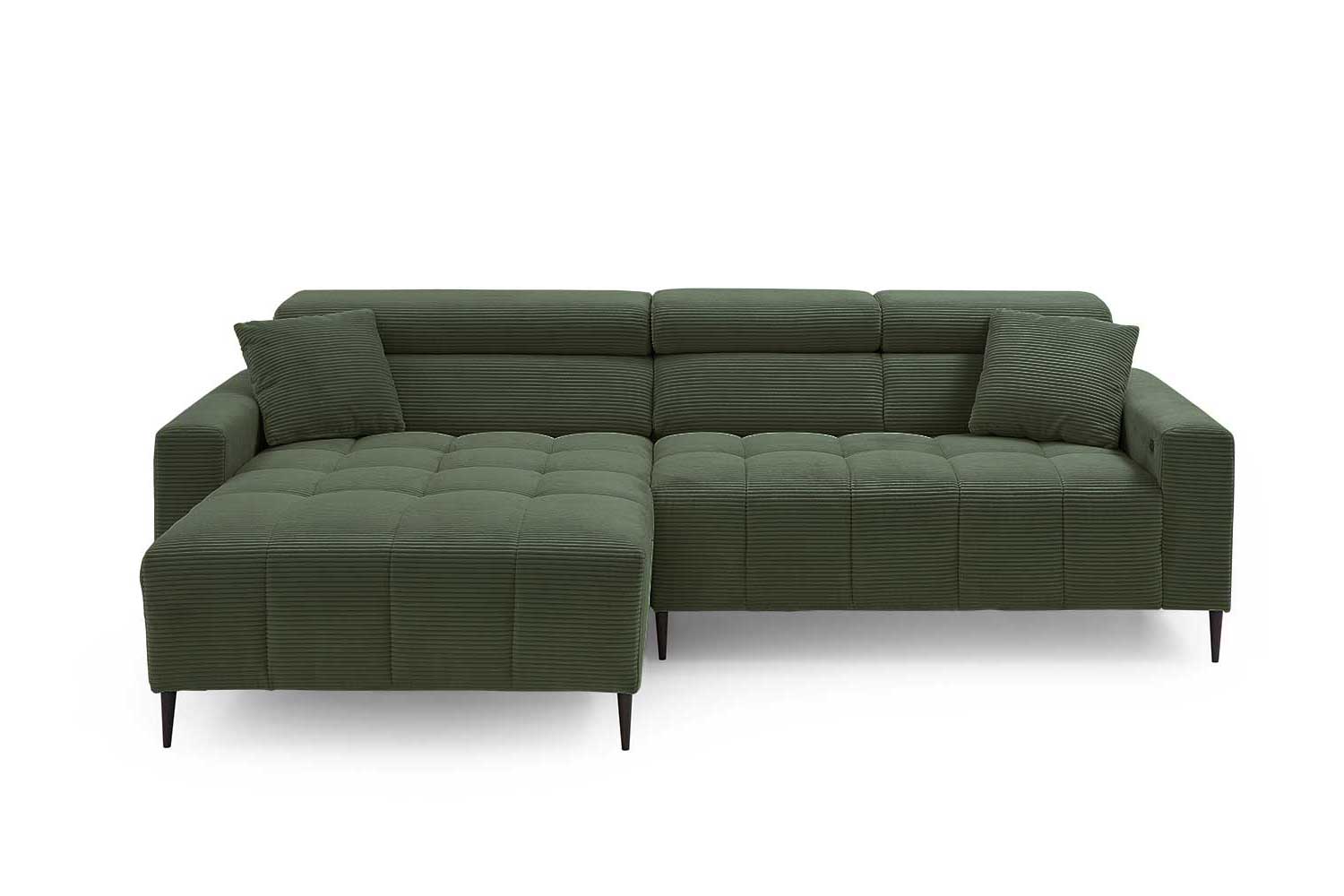 Ecksofa inkl. motorischem Sitzvorzug in Trendstoff Cord