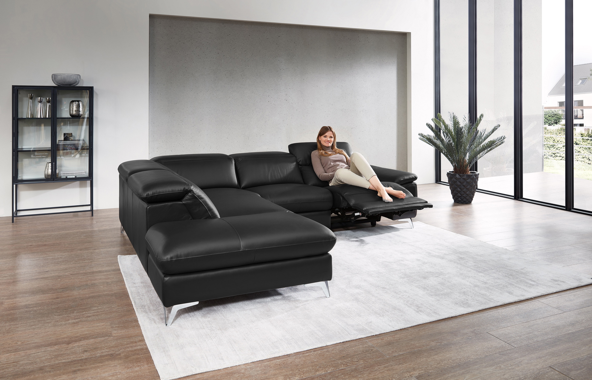 Ecksofa Seahawk mit manueller Kopfteilverstellung in Leder 