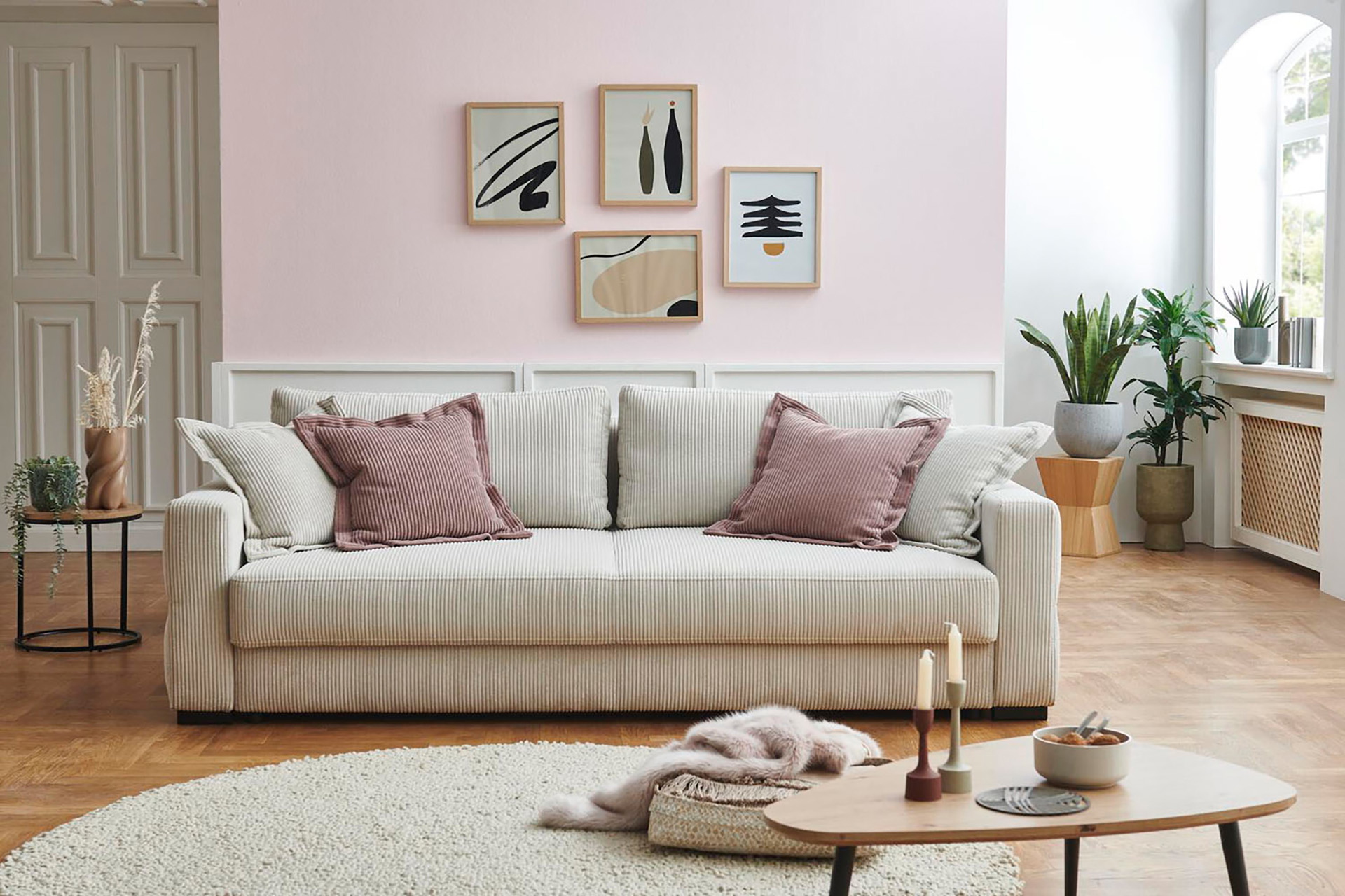 Schlafsofa inkl. Bettkasten in Cordstoff