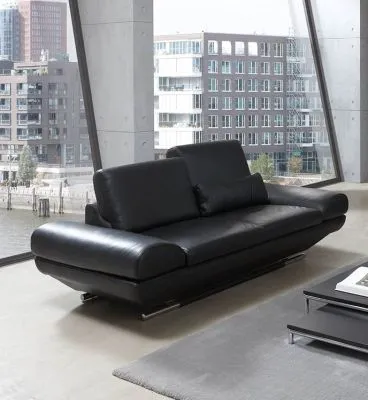 Leder Couchgarnitur Hemingway Plus mit Funktionen Anthrazit 2 Sitzer 