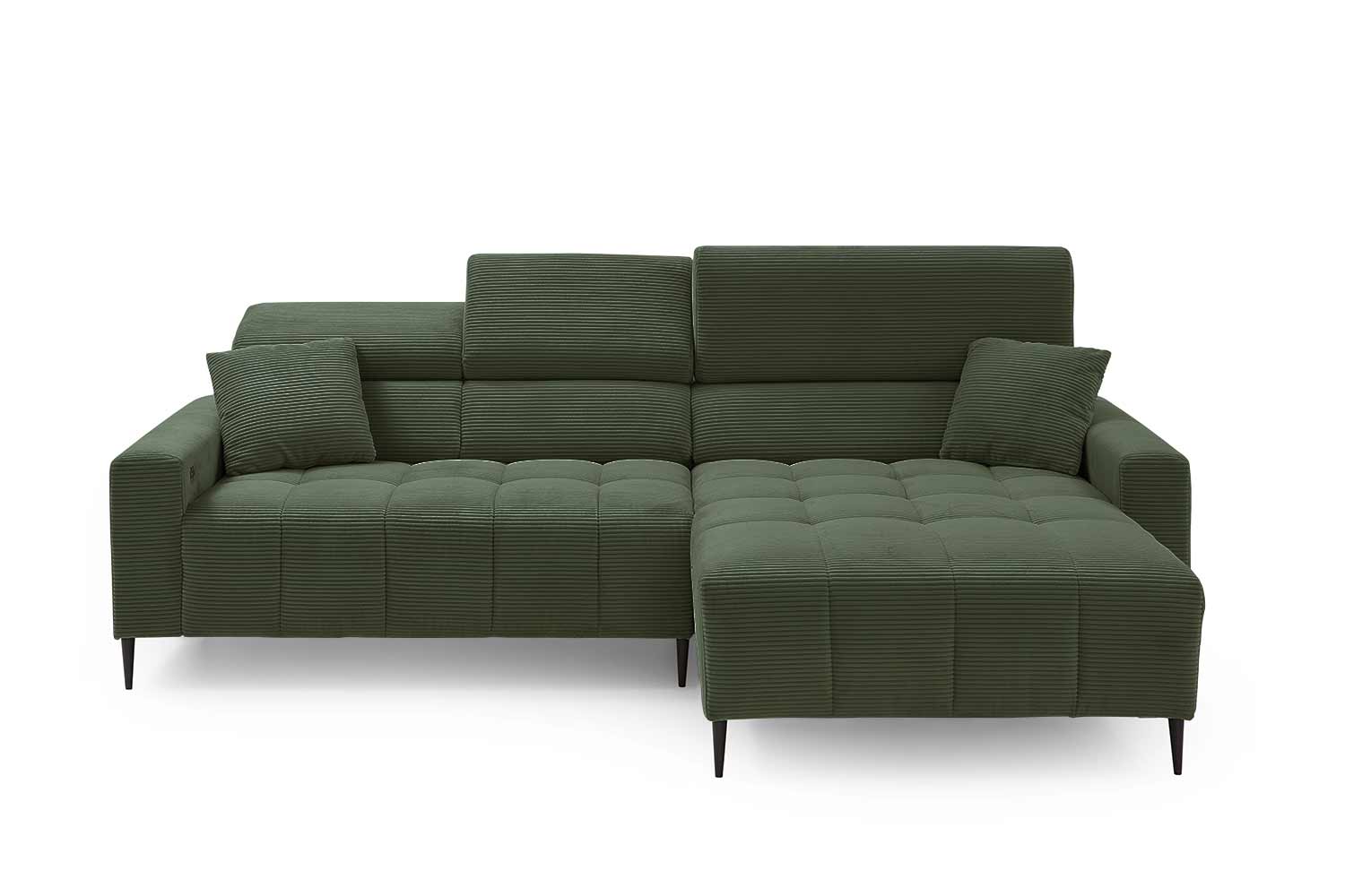 Ecksofa inkl. motorischem Sitzvorzug in Trendstoff Cord