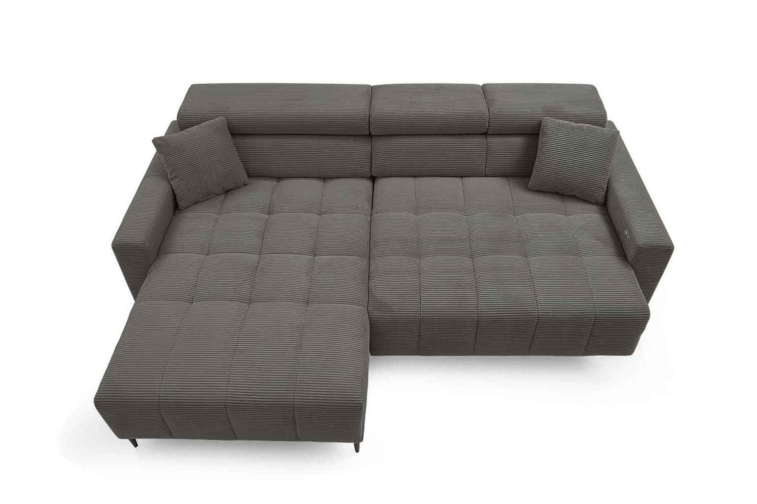Ecksofa inkl. motorischem Sitzvorzug in Trendstoff Cord