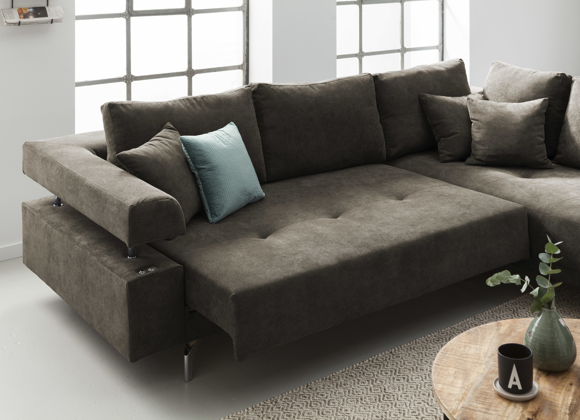 Ecksofa Dream mit motorischer Sitztiefenverstellung in Stoff-06460128WW.8
