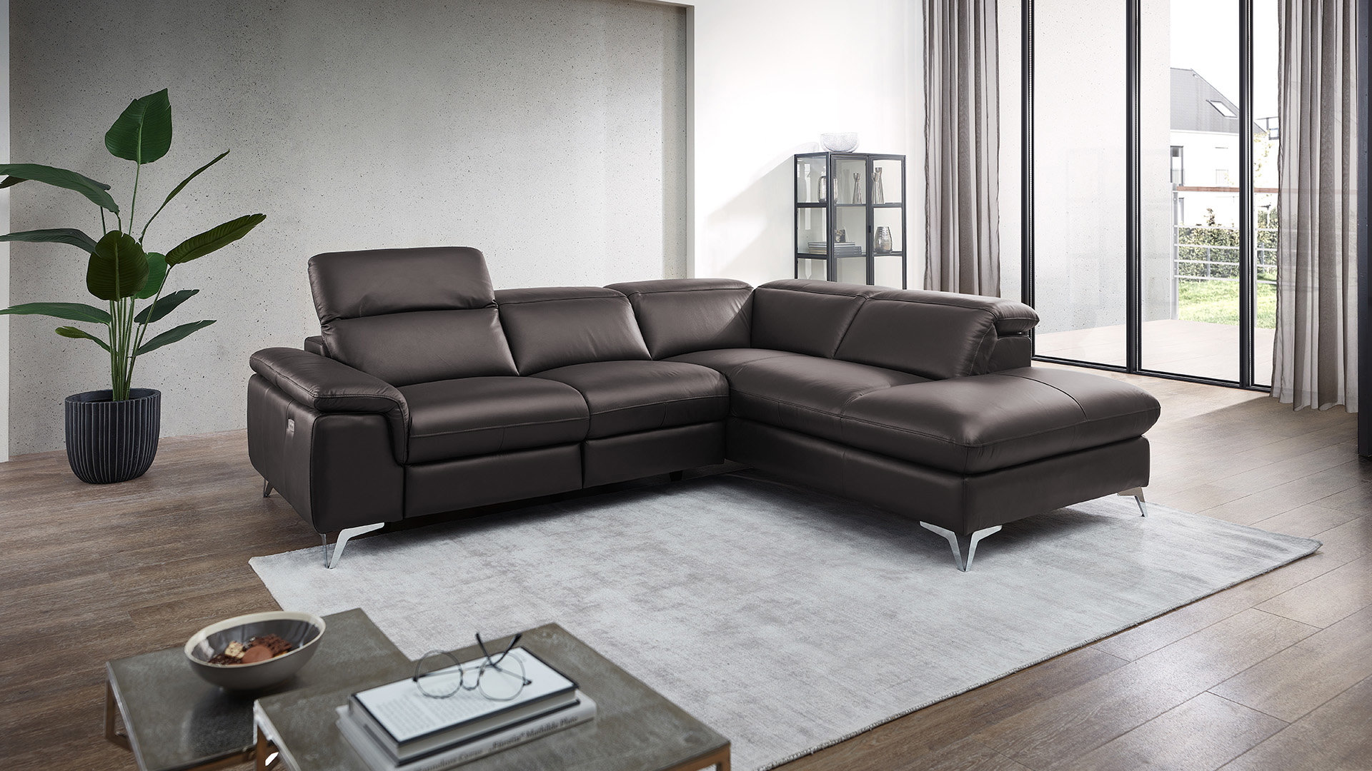 Ecksofa Seahawk mit manueller Kopfteilverstellung in Leder -05970213-WW.20